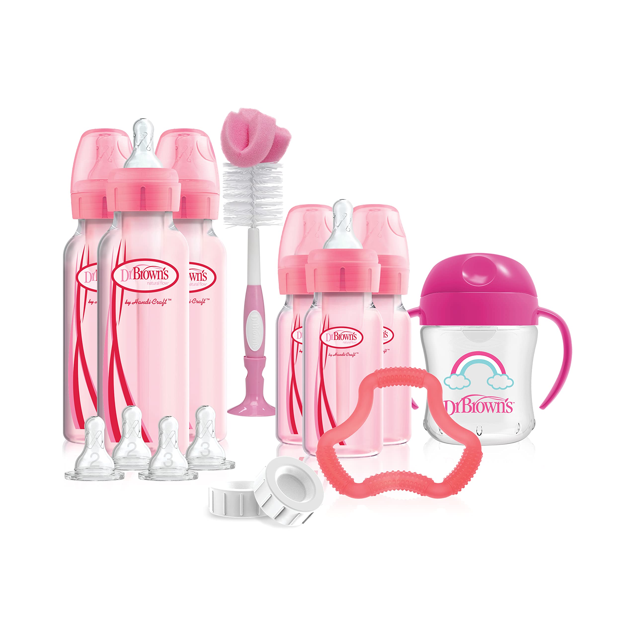 Dr. Brown's Deluxe Electric Baby Bottle Sterilizer & Warmer | Options Baby Bottle Gift Set (Pink) - Perfect for Newborns, Travel & Daycare Use