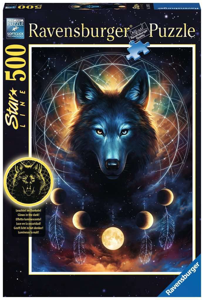 Ravensburger 500-Piece Adult Puzzle - Star Line Glowing Wolf Puzzle (13970) for Home Decor, Relaxation & Gift Giving