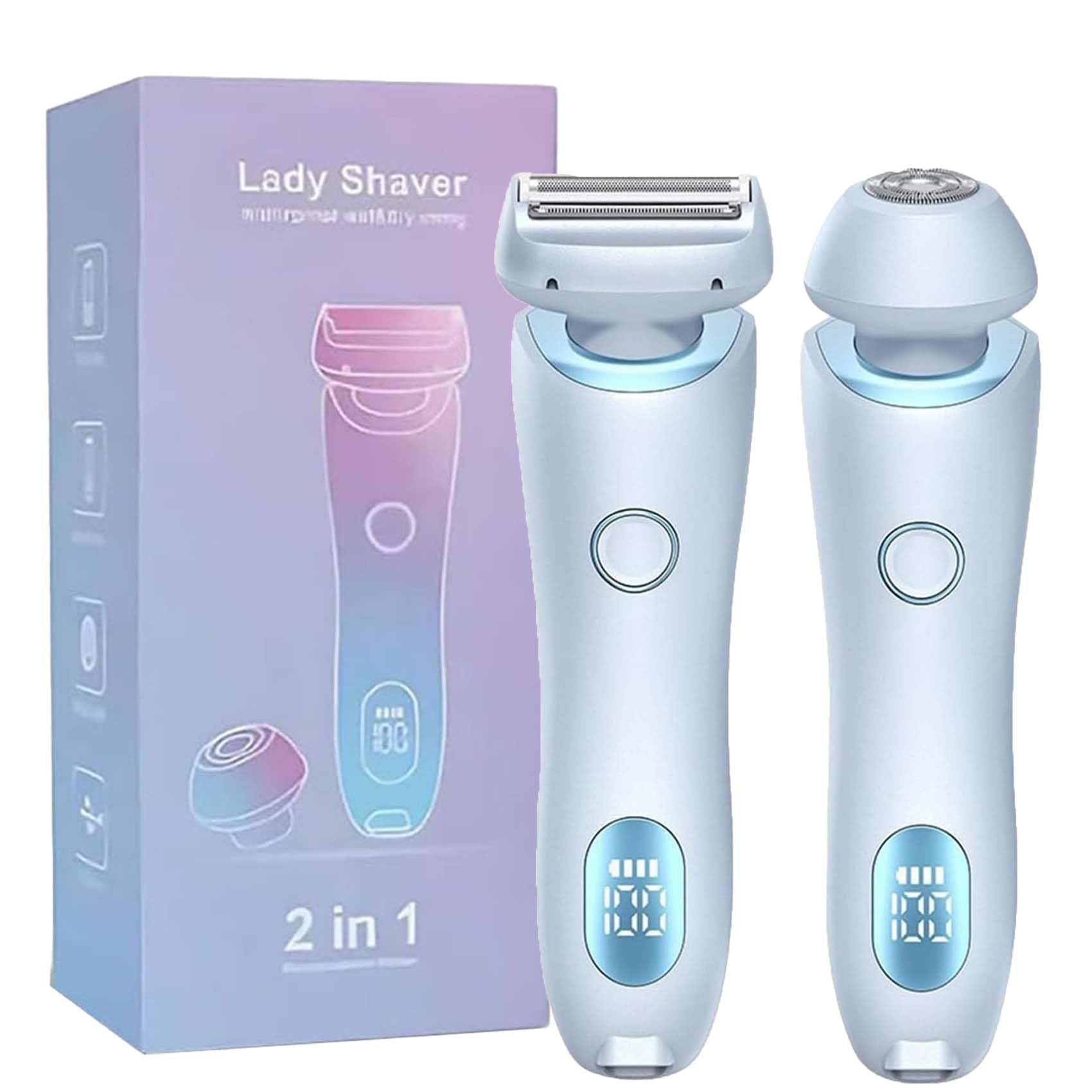 Velvetpro Glider - Belarae Brazilian Shaver for Women | IPX7 Waterproof 2-in-1 Wet & Dry Electric Razor | Painless Hair Removal for Legs, Underarms & Bikini Area | Removable Head (Blue) | Perfect for Travel, Gym & Sensitive Skin Care