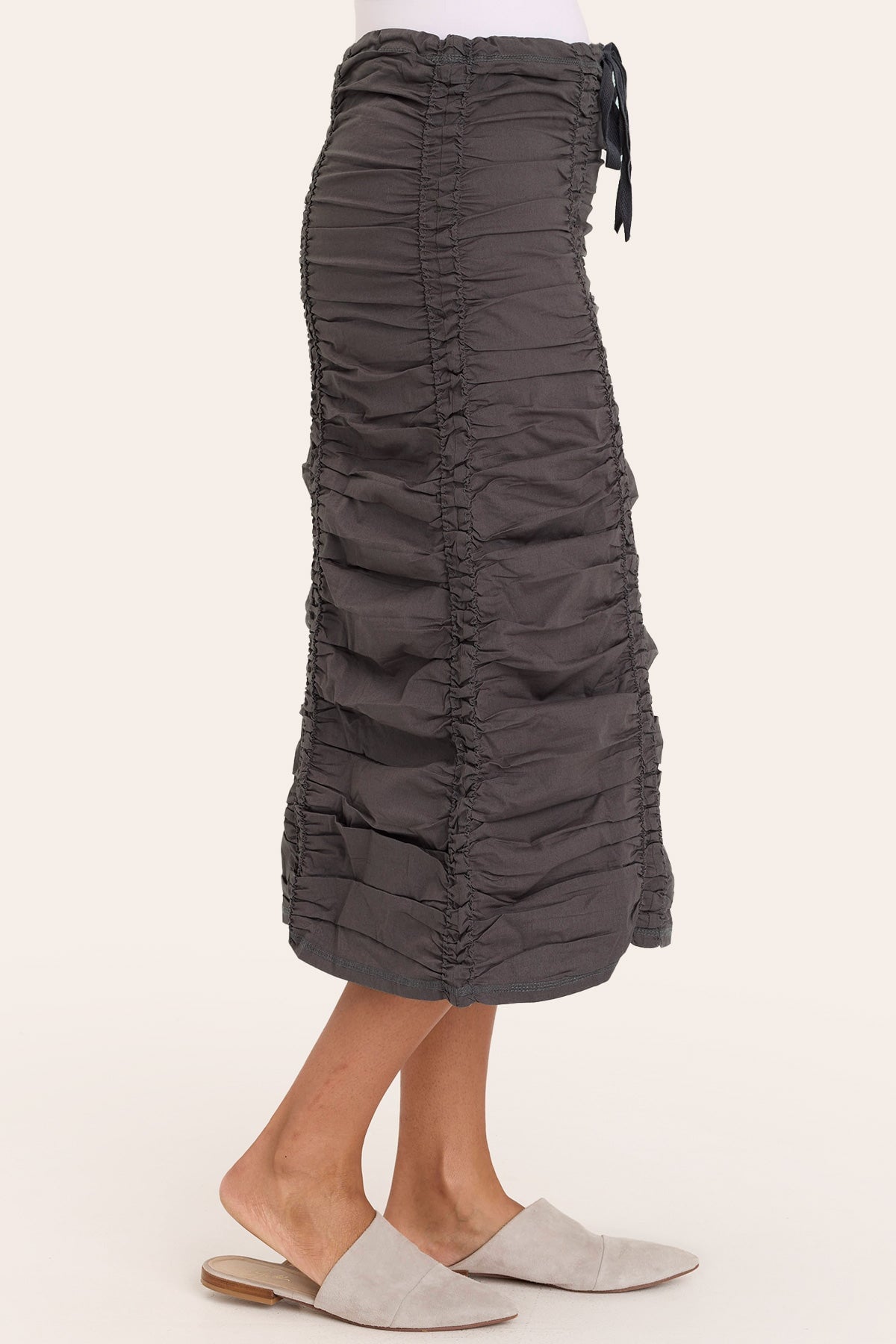 Double Shirred Panel Skirt for Women - Flowy High Waist A-Line Midi Skirt with Elastic Waistband | Perfect for Summer, Beach, Office & Casual Outfits