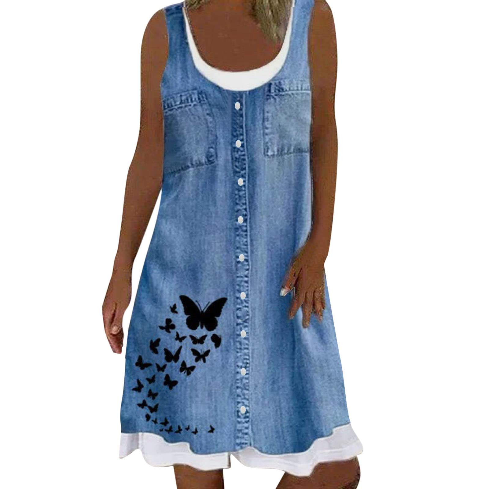 Women's Summer Beach Dress - Striped Print Sleeveless Sundress for Casual Wear | Perfect for Spring Vacations, Pool Parties & Outdoor Adventures