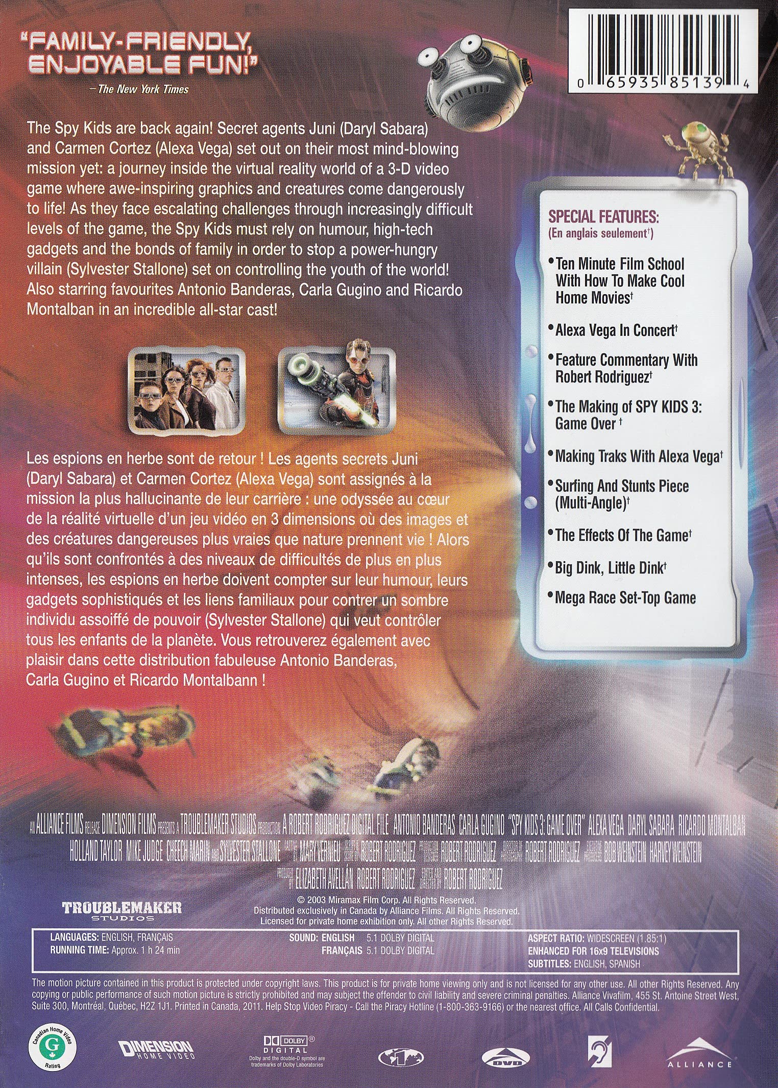 Spy Kids 3: Game Over DVD - Family Adventure Movie for Kids & Teens - Perfect for Movie Nights, Birthday Gifts & Family Entertainment