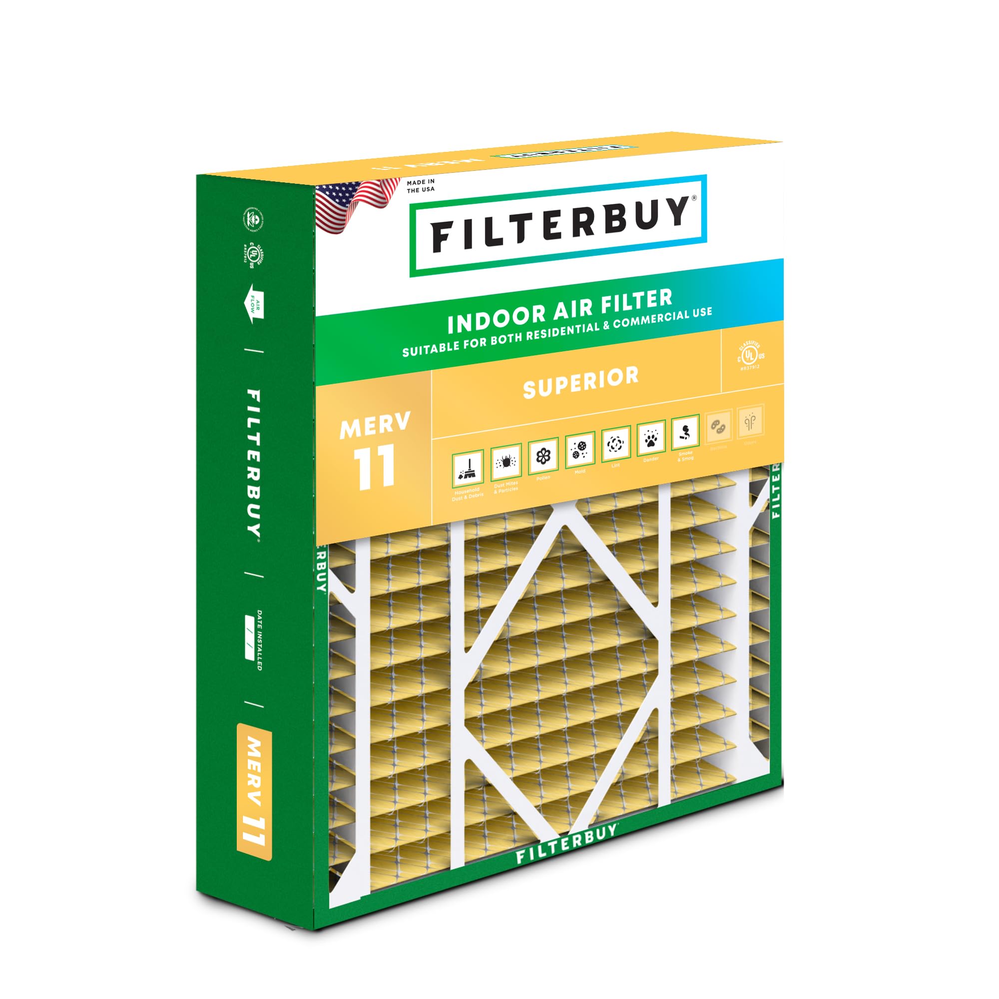 Filterbuy 20x26x5 MERV 11 Air Filter - Allergen Defense HVAC Furnace Filter (1-Pack) - Fits Electro-Air, Emerson, Lennox, White Rodgers - Actual Size 20x25.88x4.88 Inches - Perfect for Home, Office & Commercial HVAC Systems