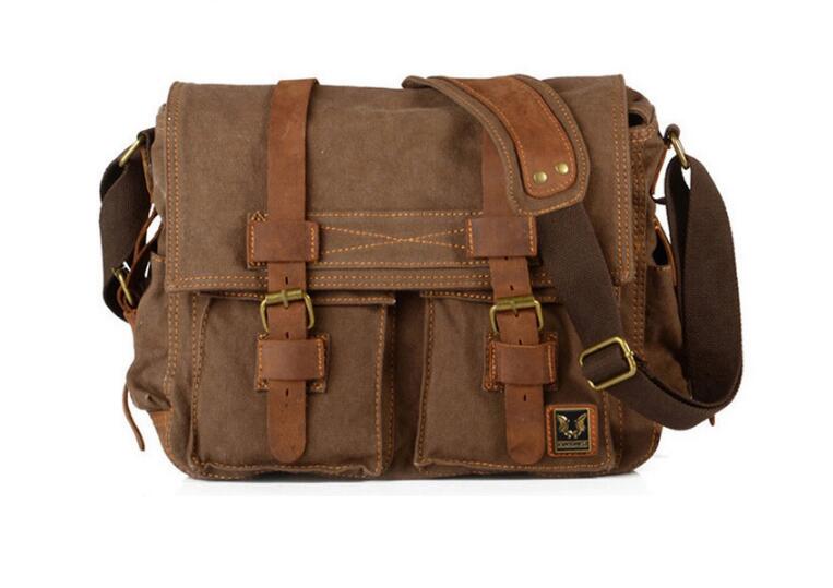 Men's Canvas Messenger Bag - Durable & Stylish in Grey, Green, Black - Perfect for Work, Travel & Everyday Use