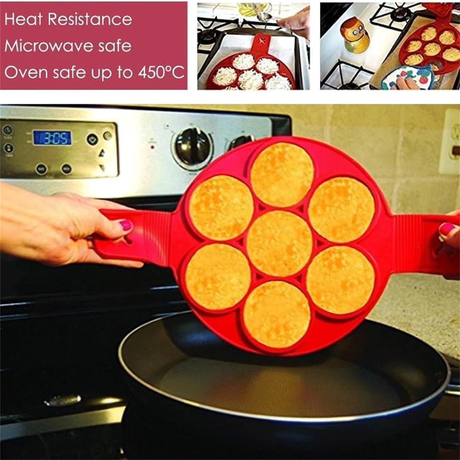 **Heart & Quincunx Silicone Pancake Maker - Flip and Cook Pancake Mold Set (2Pcs) - Perfect for Breakfast, Brunch & Kids Cooking Fun**