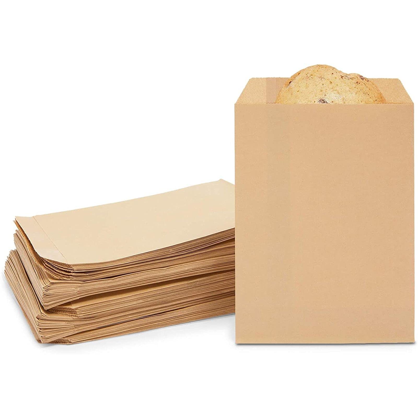 BLUE PANDA 200-Pack Kraft Brown Greaseproof Paper Treat Bags for Cookies, Candy & Snacks | Eco-Friendly Food Storage | Perfect for Birthday Parties, Bake Sales & Holiday Gift Packaging
