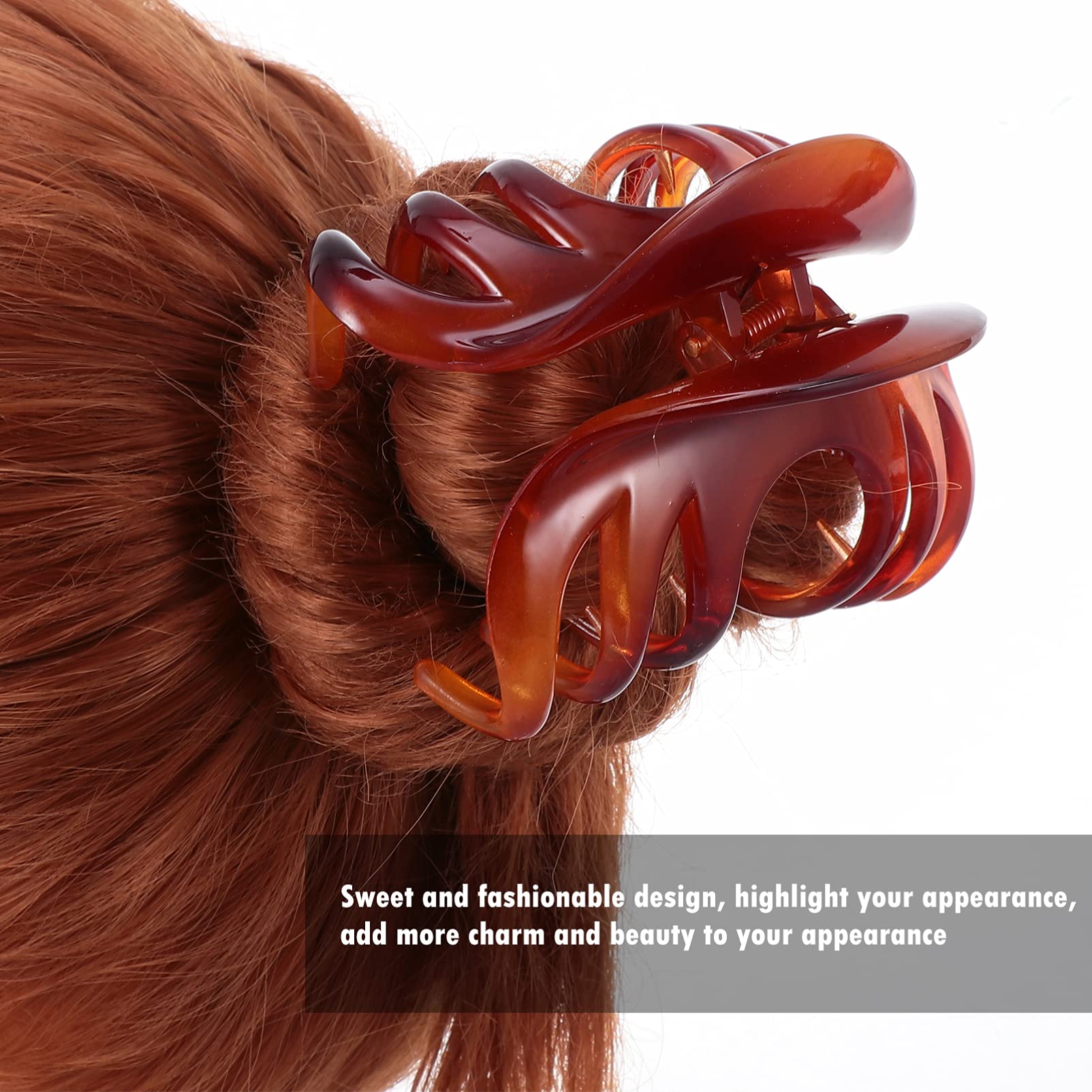 Beaupretty 2 Pack Octopus Hair Clips for Women - No Slip Grip Large Hair Claw Clamps, Delicate Acrylic Hair Jaw Clips in Coffee Color - Perfect for Thick Hair, Updos, Ponytails and Everyday Styling