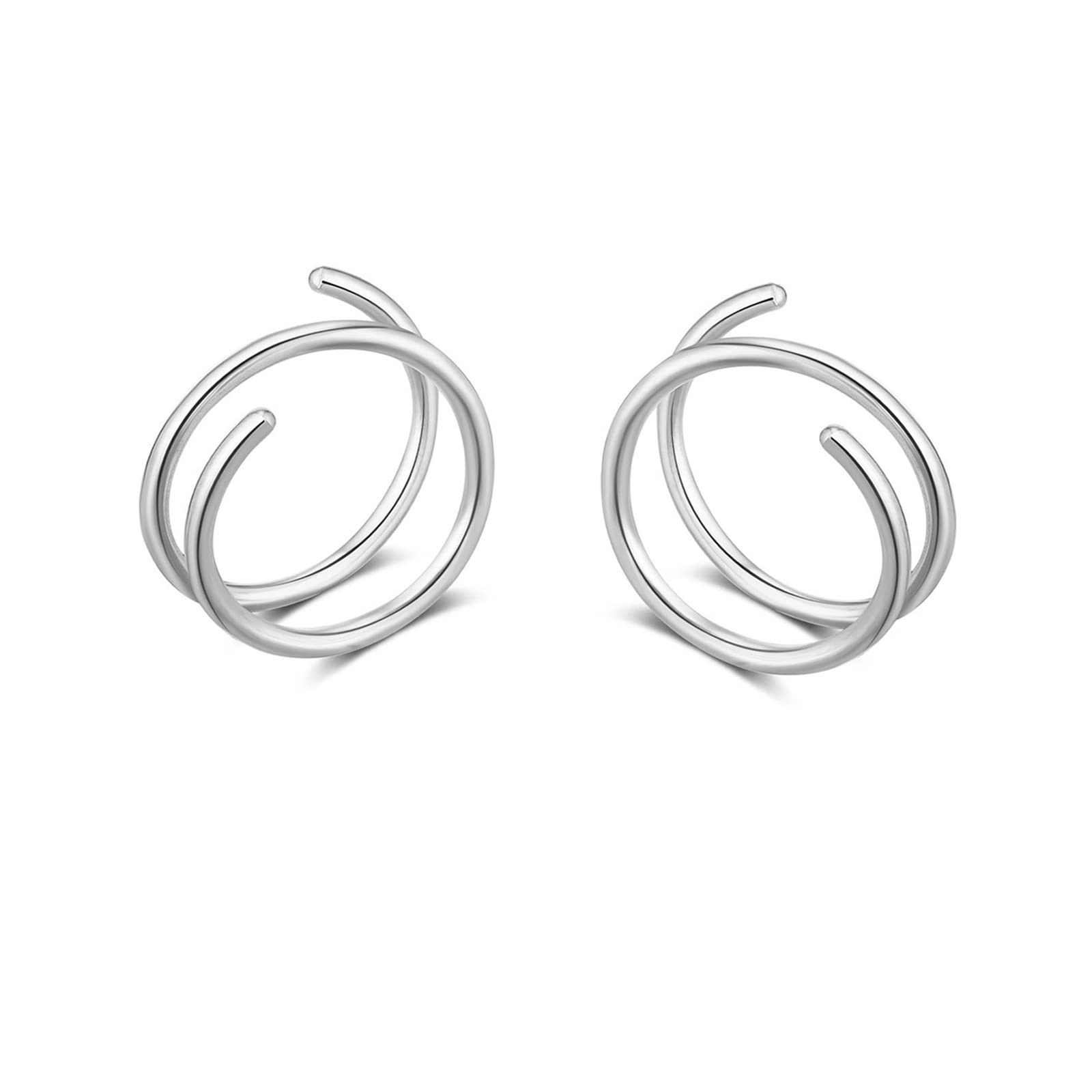 Double Hoop Earrings for Single Piercing - Gold & Silver Fake Double Earrings for One Hole, Handmade Cartilage Huggie Earrings with Twist Design | Spiral Wrap Earrings for Women & Girls | Perfect for Daily Wear, Parties & Special Occasions