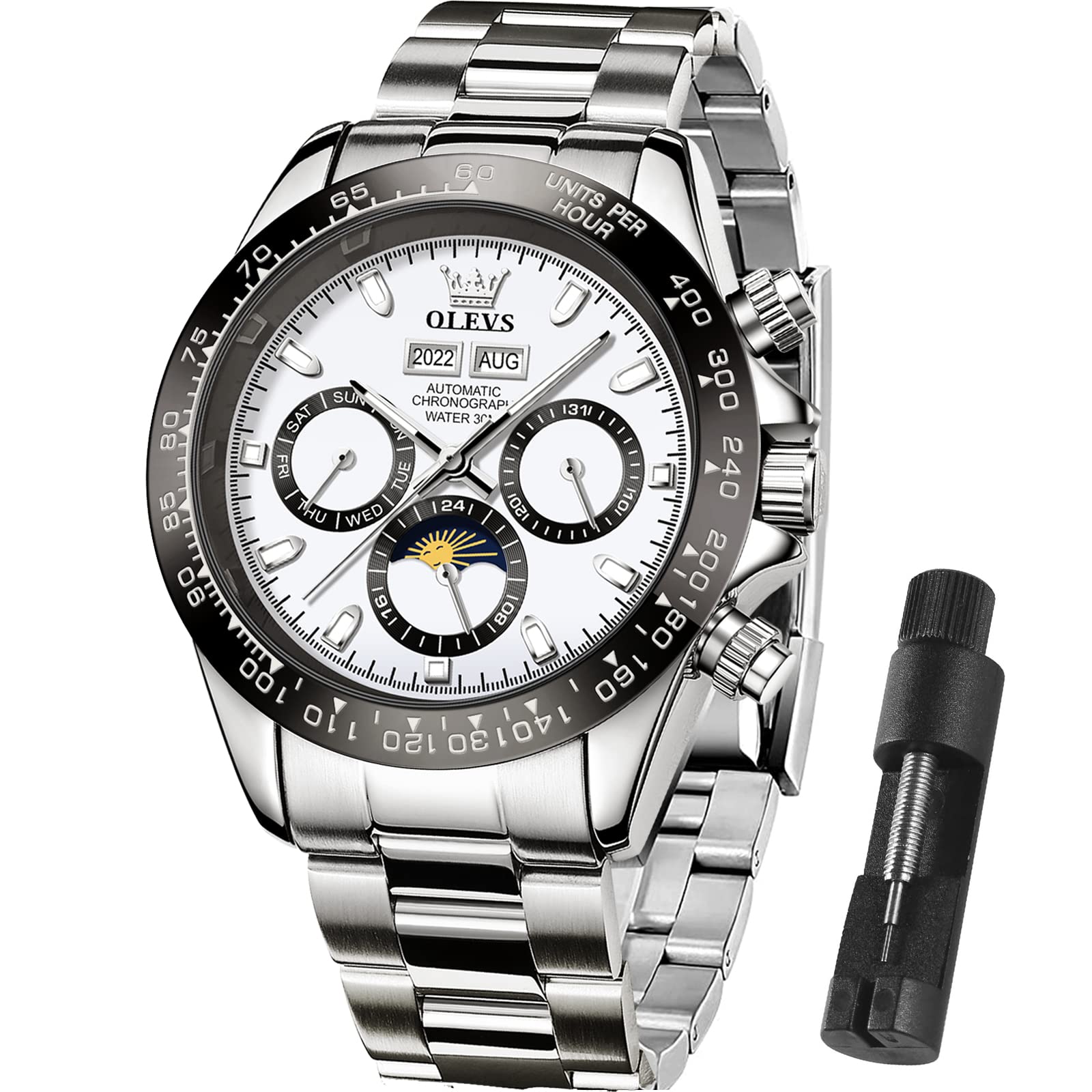 OLEVS Men's Luxury Automatic Mechanical Watch - Two Tone Stainless Steel Waterproof Diver Watch for Men | Perfect for Business, Diving & Formal Occasions