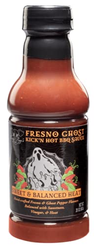 Tony Piggs Hot BBQ Sauce Fresno Ghost Flavor (19oz) - Spicy Ghost Pepper Barbecue Sauce for Wings, Ribs & Burgers - Made with Fresh Peppers - Perfect for Summer Cookouts, Tailgating & Grilling Gifts for Men