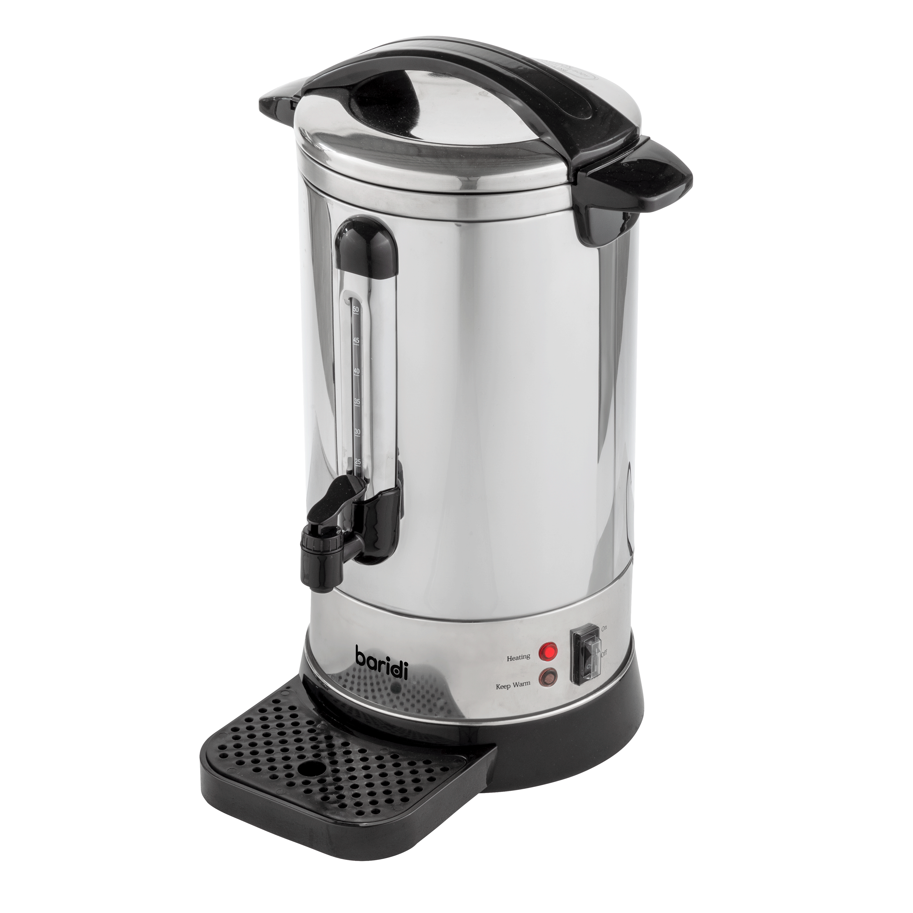 Baridi 10L Stainless Steel Hot Water Boiler & Tea Urn with Drip Tray, Keep Warm Function - Perfect for Coffee Shops, Restaurants, and Catering Events (Model DH269)
