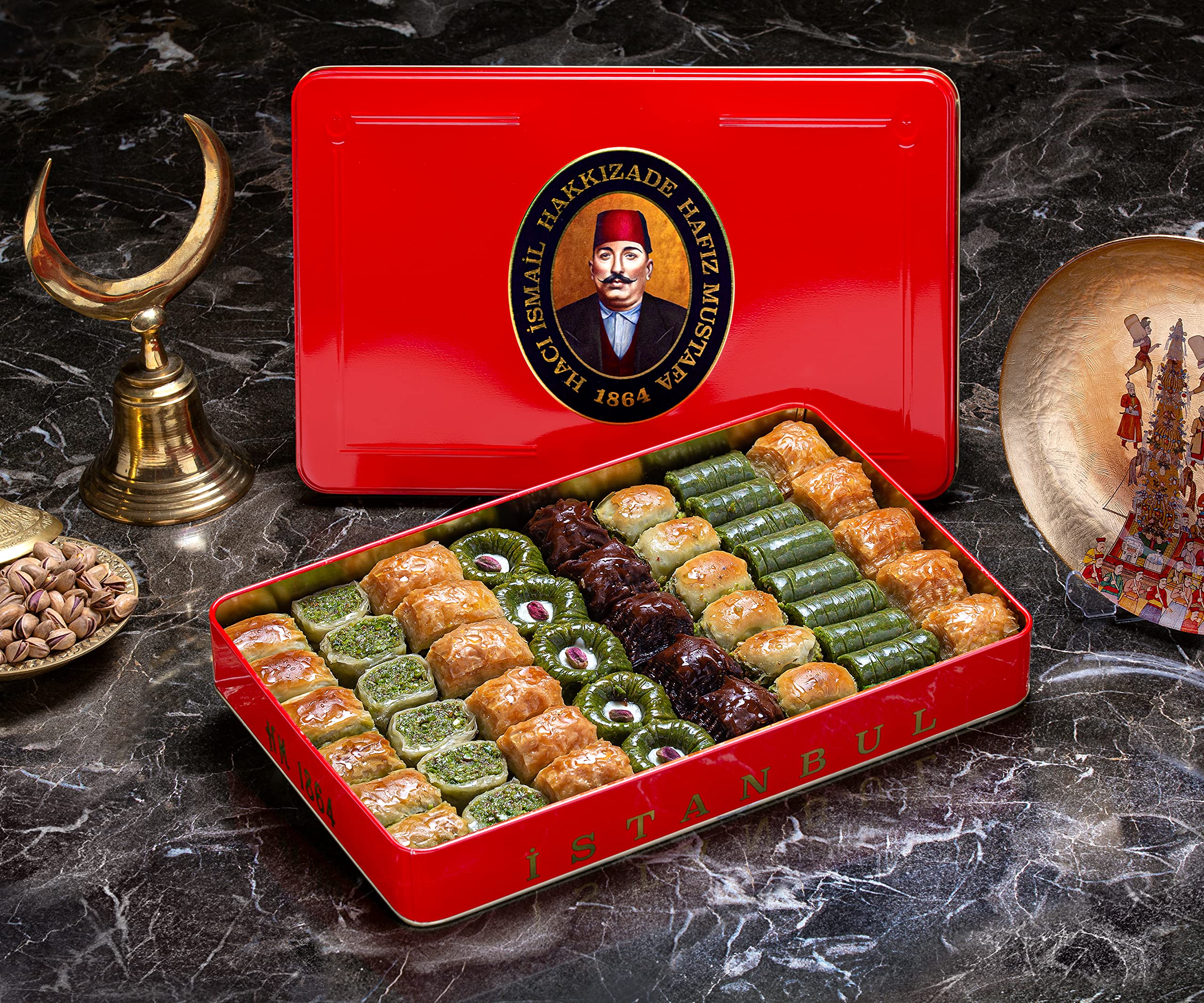 Hafiz Mustafa 1864 Istanbul Authentic Turkish Baklava - Freshly Handmade Pistachio & Walnut Dessert Gift Box for Birthdays, Anniversaries, Parties & Special Events | Perfect for Celebrations, Gifting & Sweet Cravings
