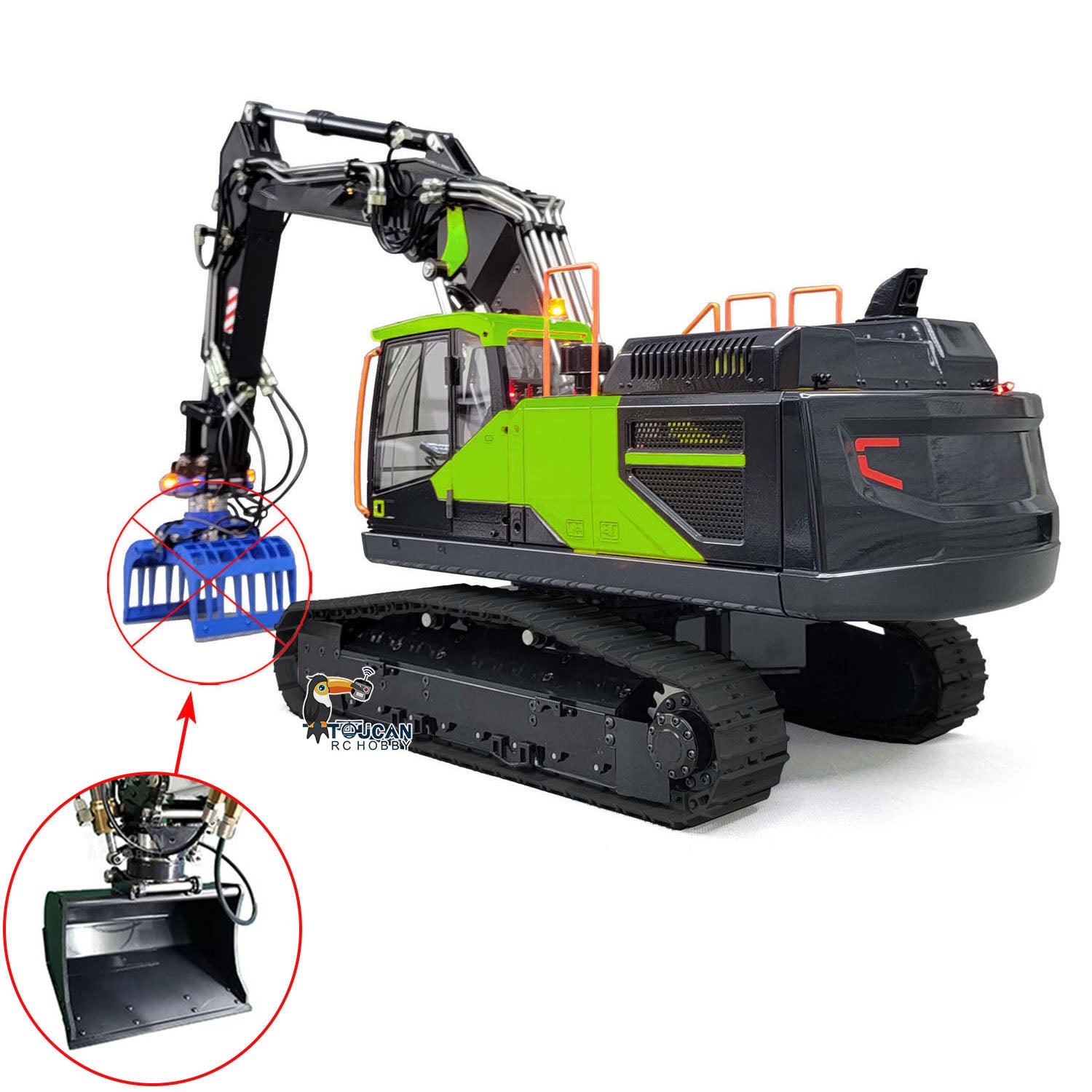 1:14 Scale MTMODEL EC380 Metal Hydraulic Tracked Excavator RC Construction Vehicle - 3 Arms Heavy Duty Digger Machine for Construction Site Simulation & RC Hobby Enthusiasts