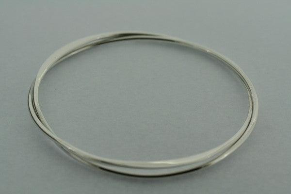 2 Pack Interlinked Flattened Bangles - Stackable Bracelets for Women, Minimalist Jewelry for Everyday Wear, Perfect for Layering & Gift Giving