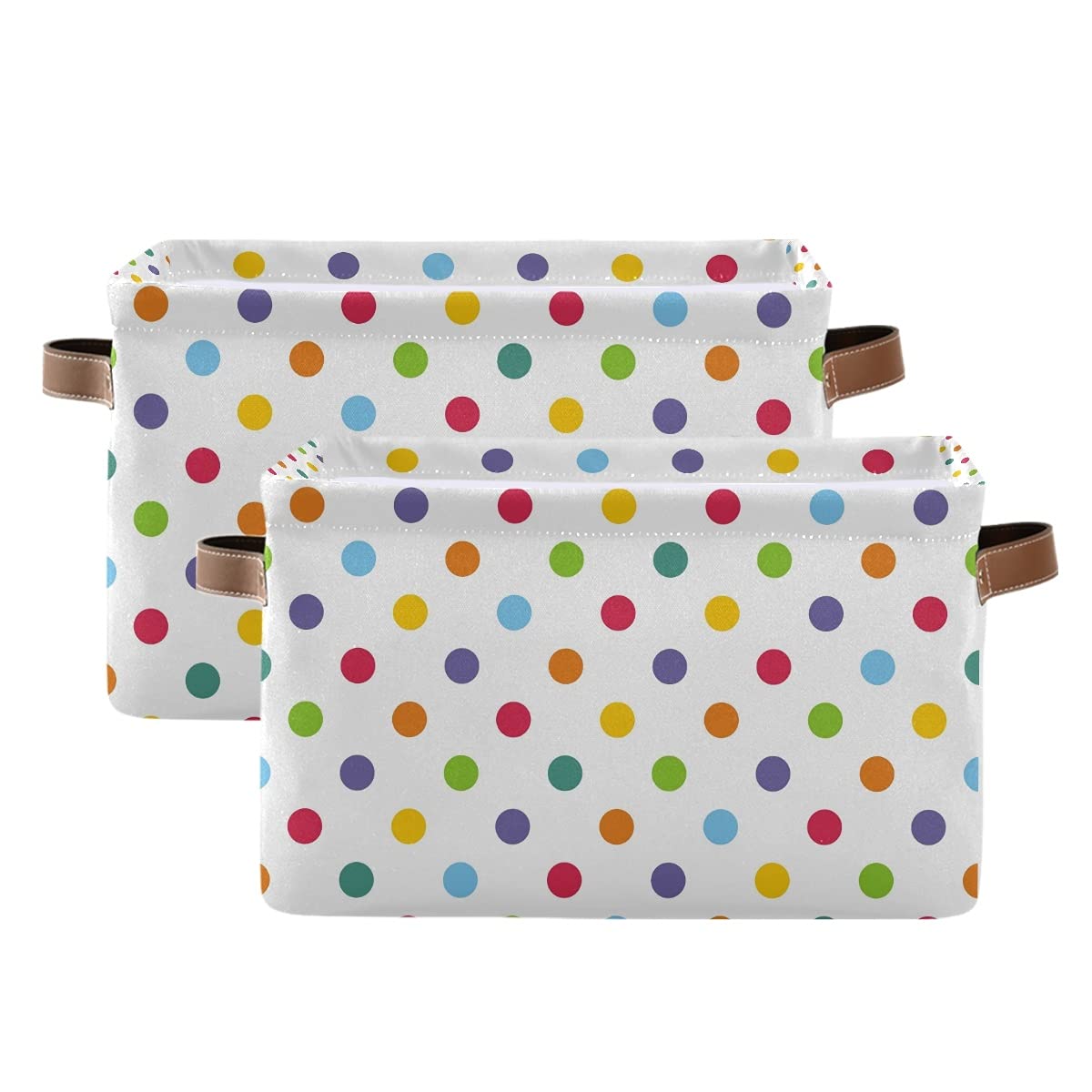 Rainbow Polka Dot Collapsible Storage Bins with Handles - Foldable Fabric Storage Cube Basket for Closet, Nursery, Bedroom & Home Office Organization (1 Pack) | Perfect for Toy Storage, Laundry Sorting & Shelf Organizing