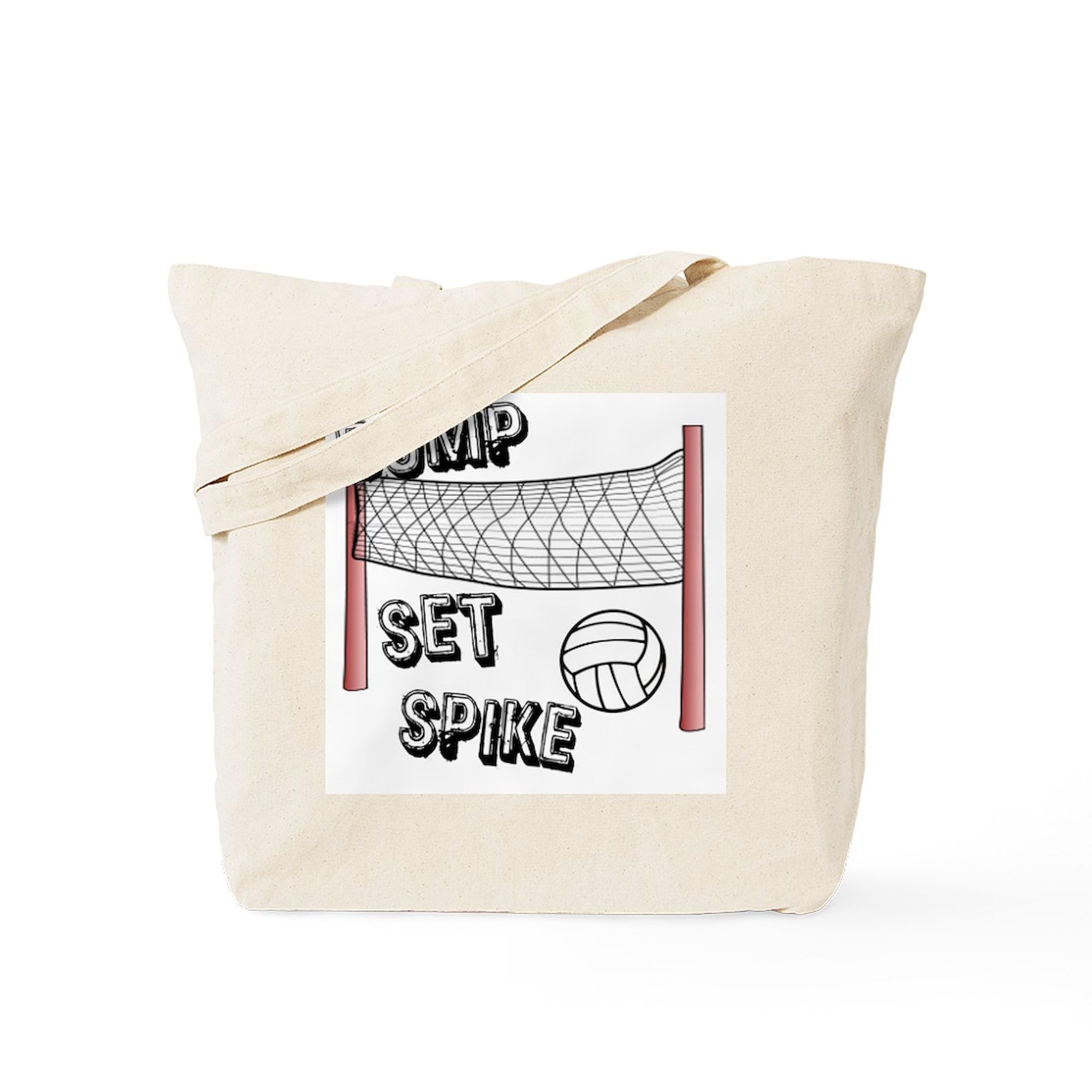 Bump Set Spike Tote Bag - Natural Canvas Reusable Shopping Bag for Volleyball Players & Fans | Perfect for Gym, Beach & Groceries