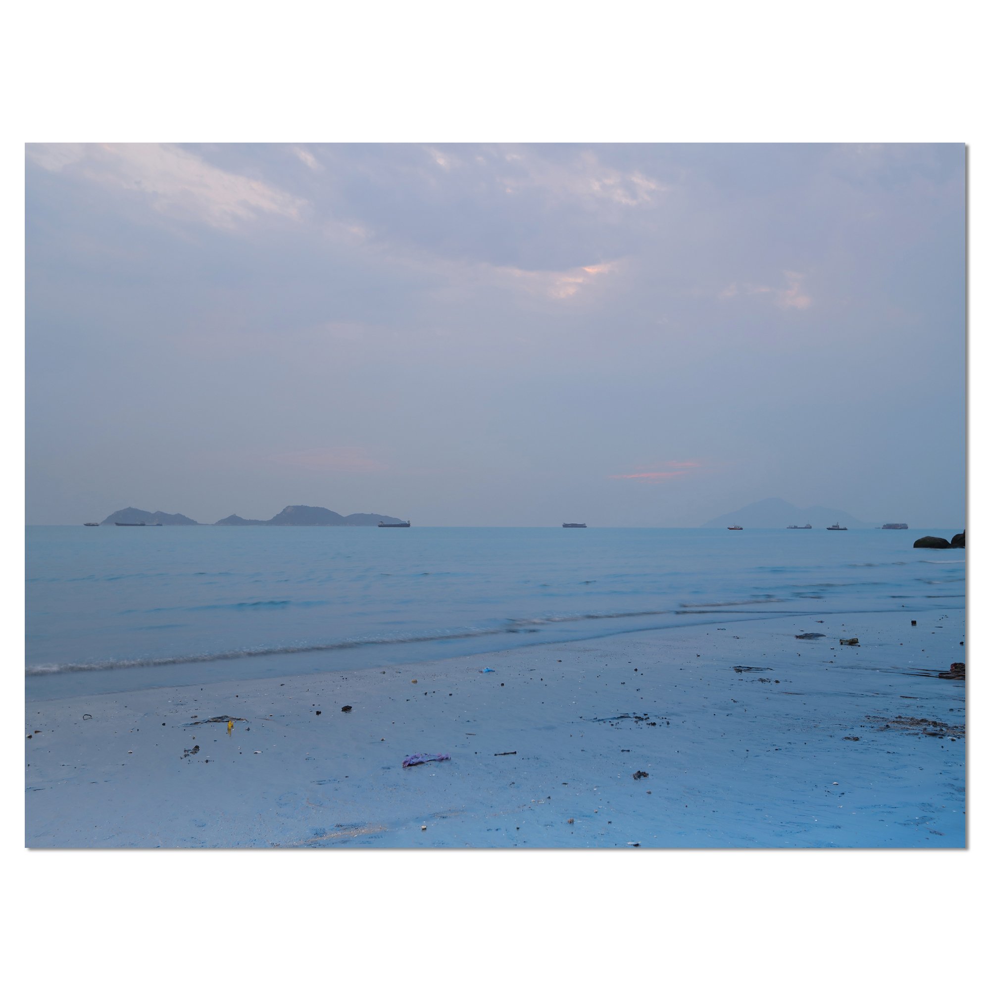 Light Blue Sunset at Lung Kwu Tan Beach - Stunning Landscape Canvas Wall Art for Living Room, Bedroom & Office Decor