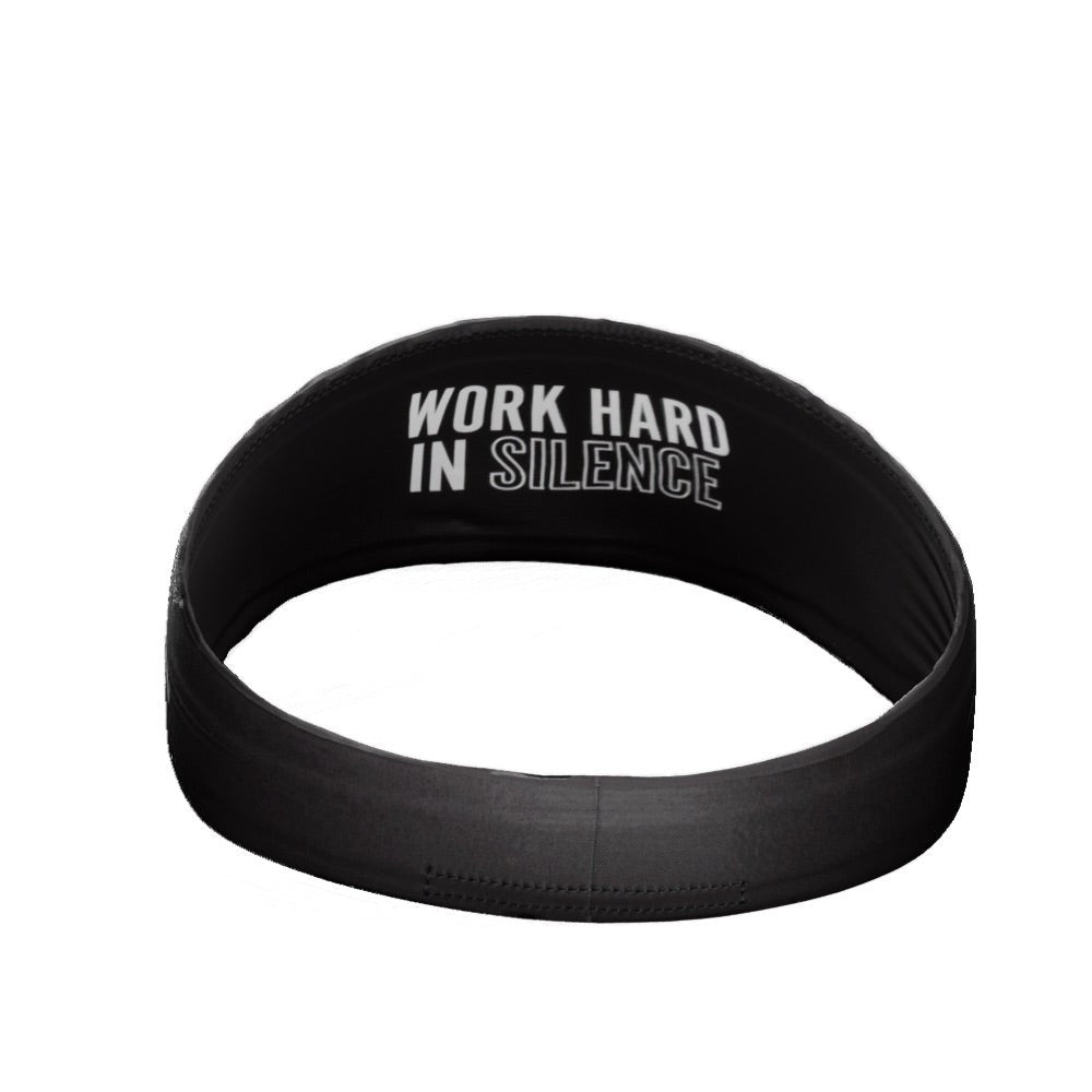 Work Hard In Silence Headband - Motivational Workout Headband for Women & Men - Sweatproof & Comfortable for Running, Yoga, Gym & Fitness