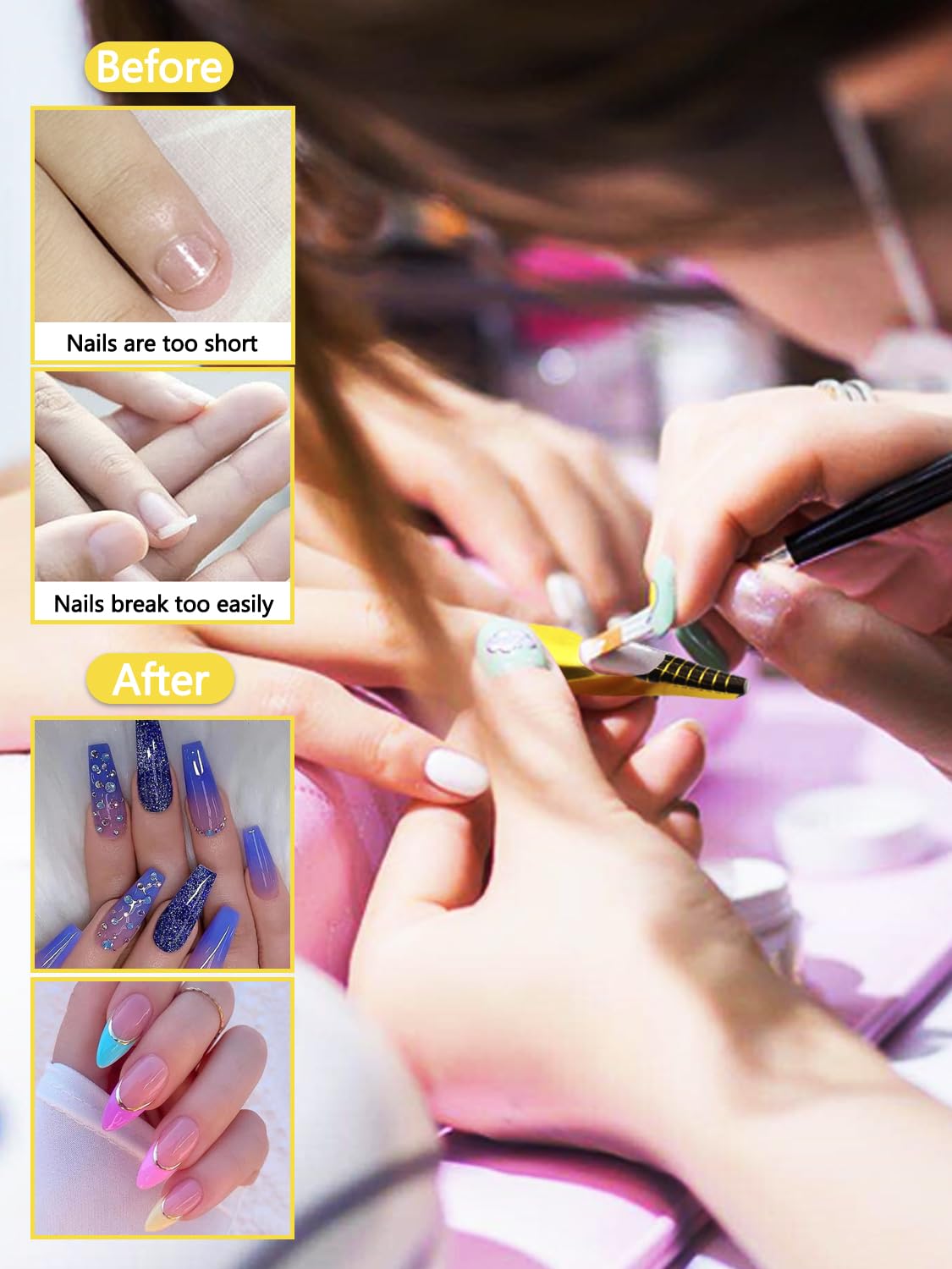200 PCS Acrylic Nail Forms - Rectangle Nail Extension Guide Stickers for Polygel, Builder Gel & Nail Art | Perfect for Salon Professionals & DIY Manicures at Home