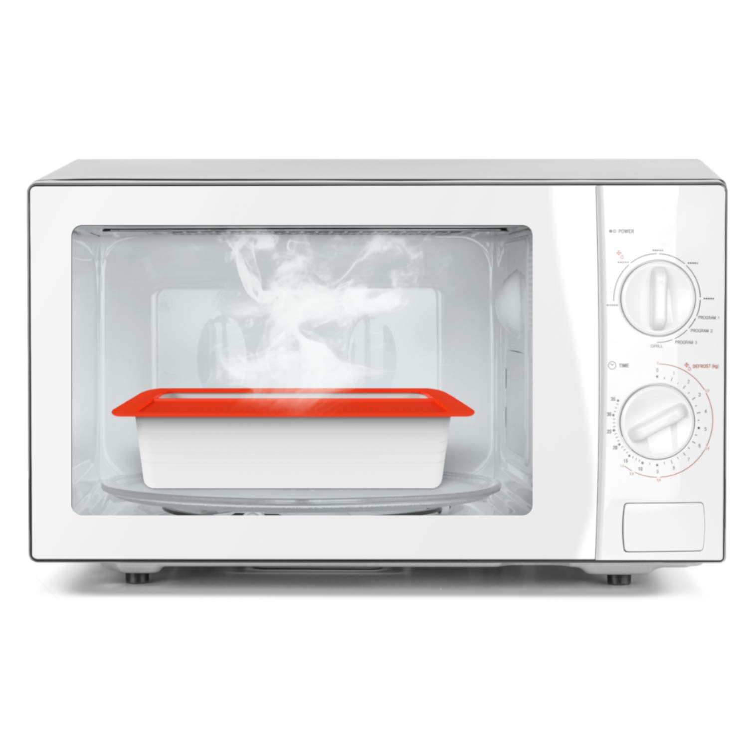 BPA-Free Microwave Pasta Cooker with Lid - 1.8L PP Plastic Container (Red/White, 29.7 x 11.3 x 8.3 cm) for Quick & Easy Pasta Cooking - Perfect for Dorm Rooms, Office Lunches & Small Kitchens