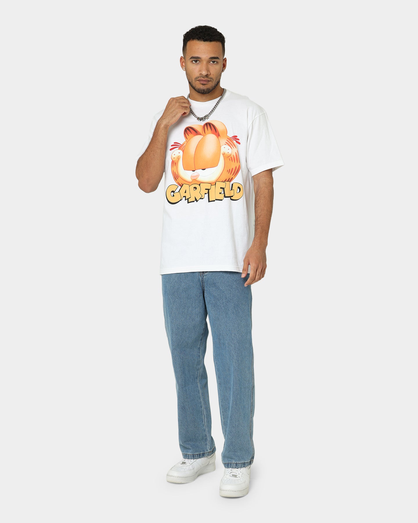 Vintage American Thrift X Garfield Graphic T-Shirt - White Cotton Tee for Men & Women | Casual Wear, Cosplay & Pop Culture Fashion