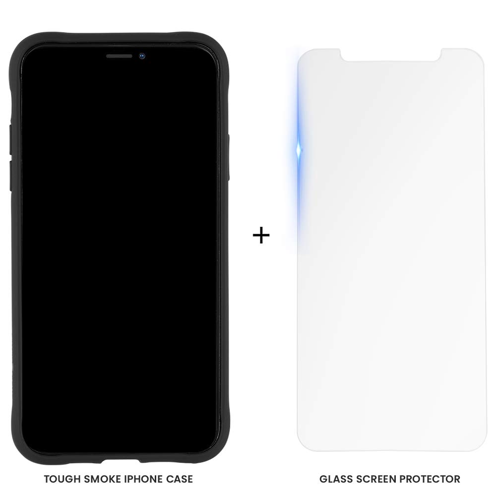 Case-Mate Tough Case & Tempered Glass Screen Protector for iPhone 11 Pro (5.8 Inch) - Smoke Black Protective Cover - Drop Protection & Scratch Resistance - Perfect for Outdoor, Work & Daily Use