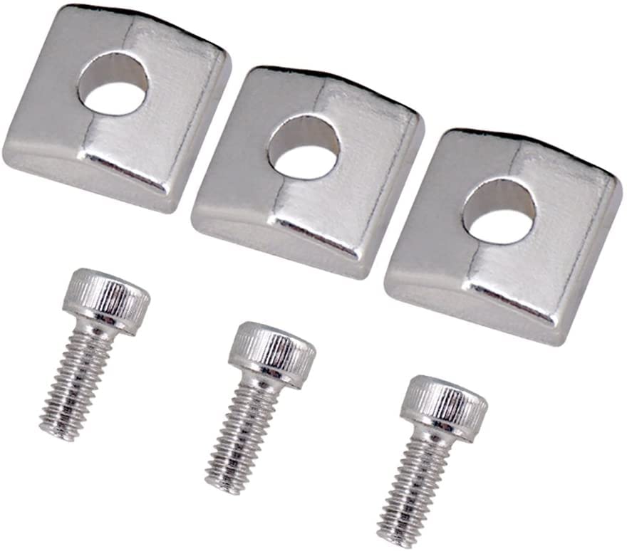 Premium 3-Piece Guitar Locking Nut & Tremolo Bridge Set - Silver (11.8x11.6mm) for Electric Guitars | Double Locking Nut Clamp with Screws | Perfect for Guitar Upgrades & Repairs | Stage Performance & Studio Recording Essential