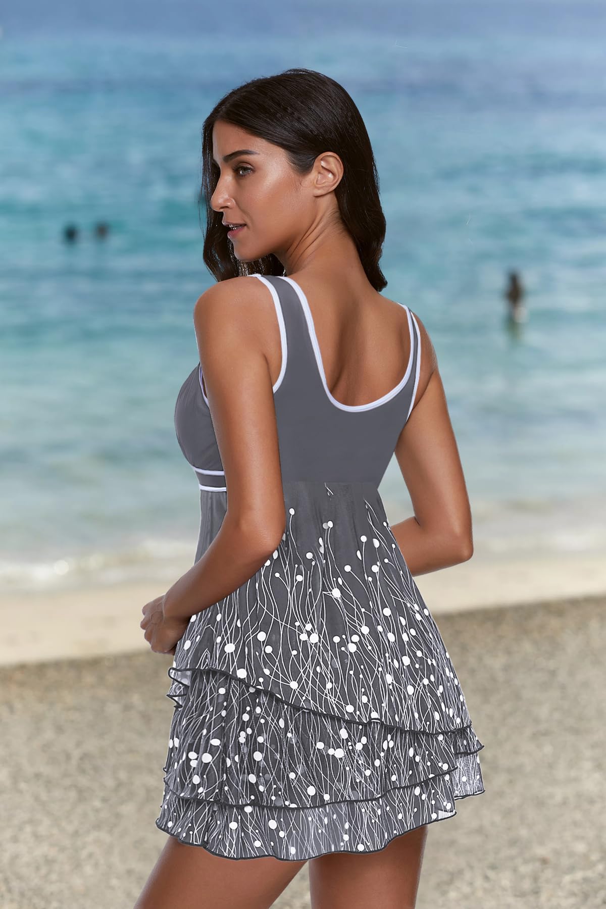 ReachMe Women's Plus Size Two Piece Tankini Swimsuits with Tummy Control & Boy Shorts - Modest Bathing Suit for Beach, Pool & Vacation