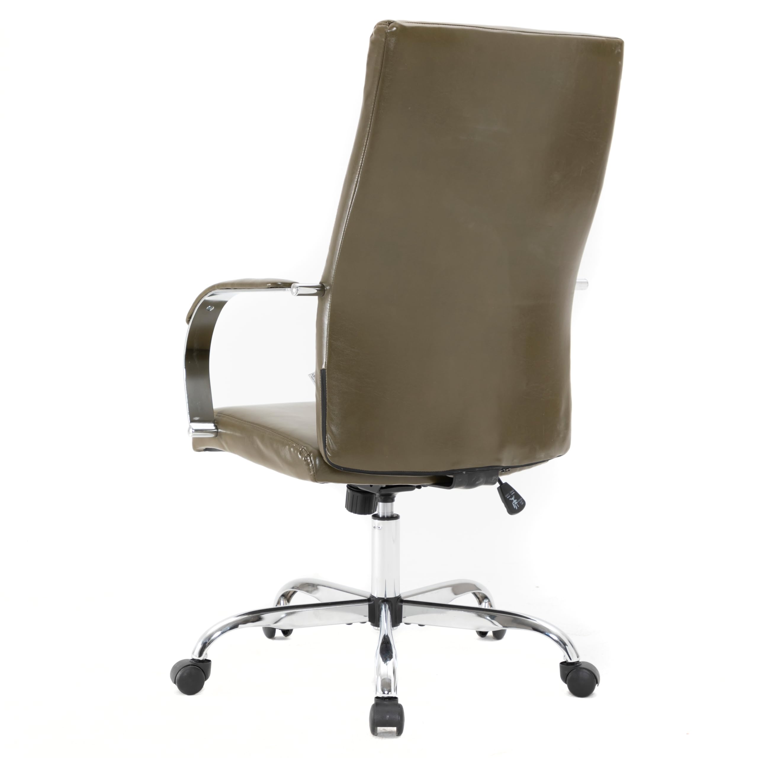 LeisureMod Sonora Modern High-Back Adjustable Office Chair - Genuine Leather, Height & Tilt Adjustment, 360° Swivel - Olive Green - Perfect for Conference Rooms & Home Offices