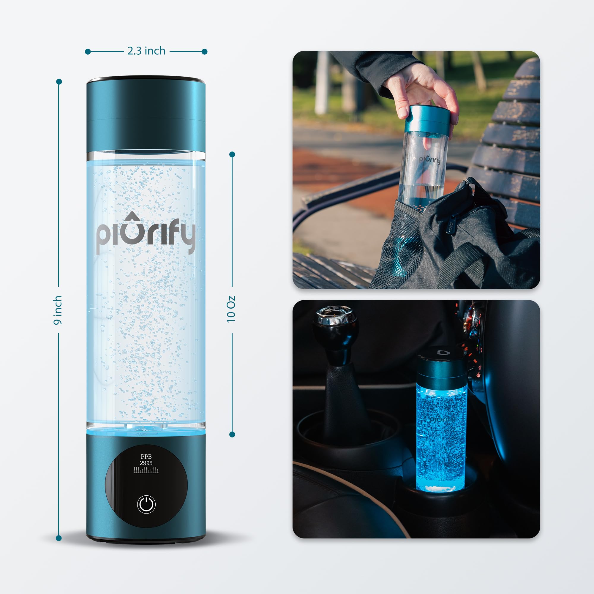 Premium Hydrogen Water Bottle Generator - 4100+ PPB H2 Concentration with SPE/PEM Technology - Certified Portable Hydrogen Infuser for Athletic Performance & Hydration - 6-Hour Hydrogen Retention - Ideal for Gym, Travel & Daily Wellness Routine