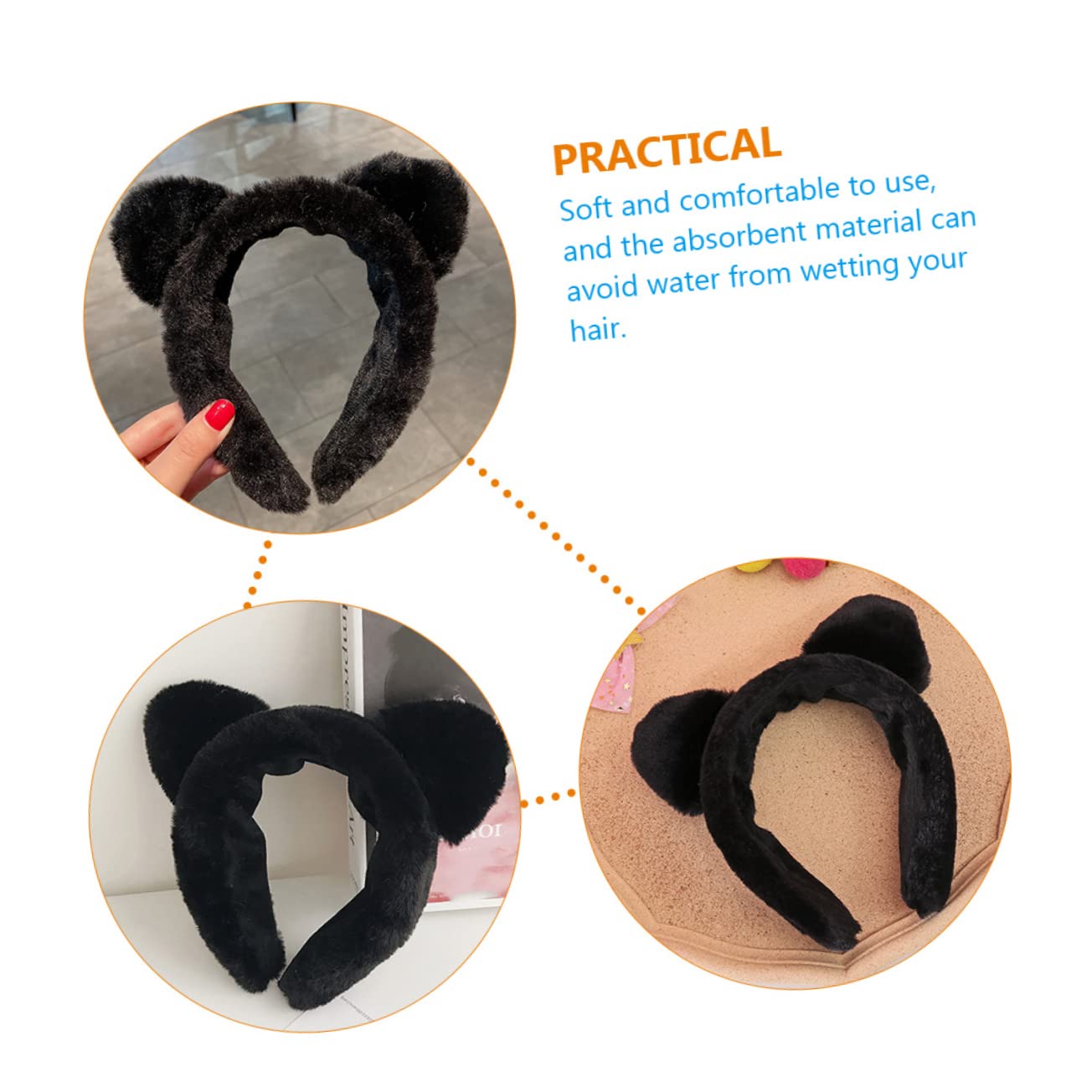 Beavorty 10 Pcs Soft Plush Cat Ear Headbands for Women - Adjustable Spa Hairbands for Washing Face, Skincare, Makeup & Hair Care - Cute & Comfortable Headbands for Girls, Facial & Bath Accessories