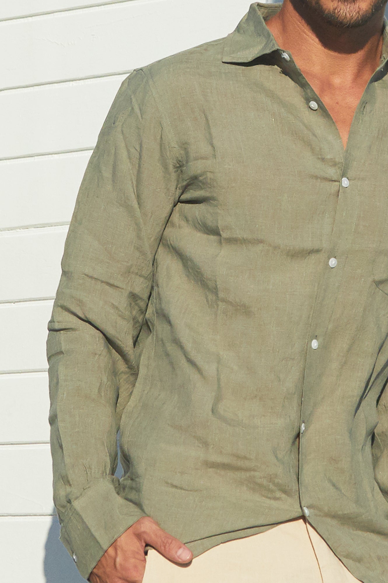 Premium Men's Linen Shirt - Breathable & Lightweight Khaki Button-Up for Summer | Casual & Beach Wear