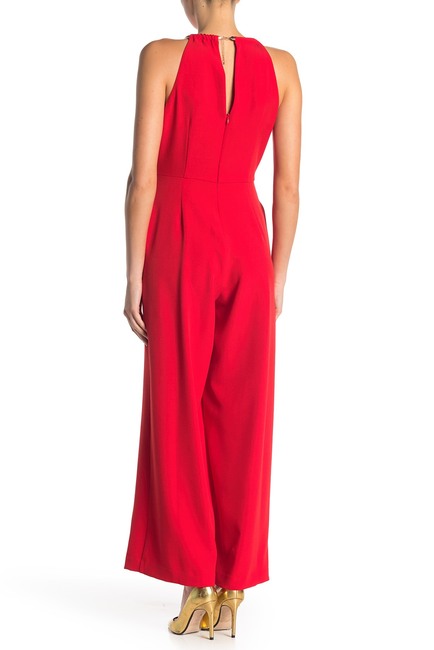 Donna Ricco Women's Sleeveless Halter Jumpsuit in Red - Summer Beach Party & Evening Cocktail Outfit