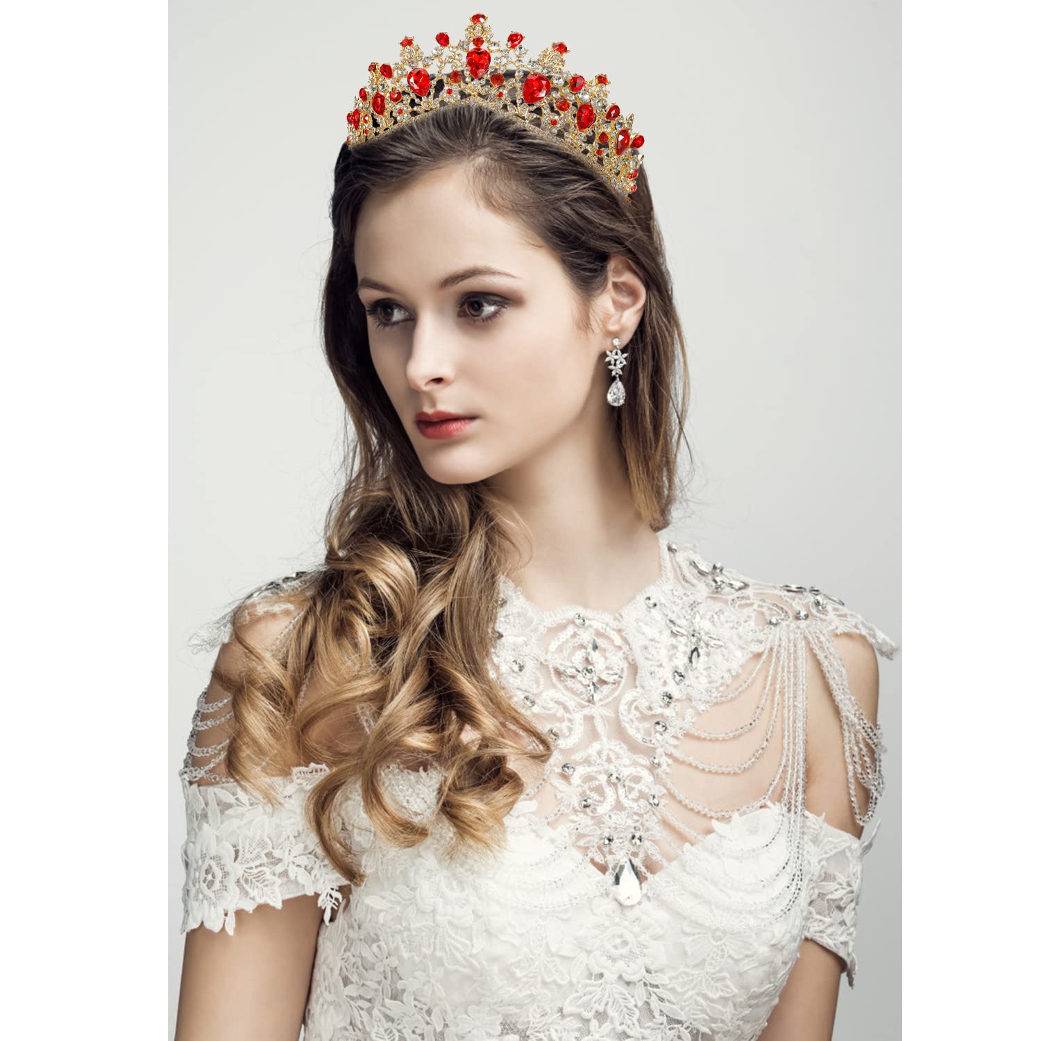 Elegant Women's Birthday Crown & Tiara Set - Red Velvet Queen Sash & Birthday Accessories for Women - Perfect for Birthday Parties, Bachelorette Celebrations & Special Occasions