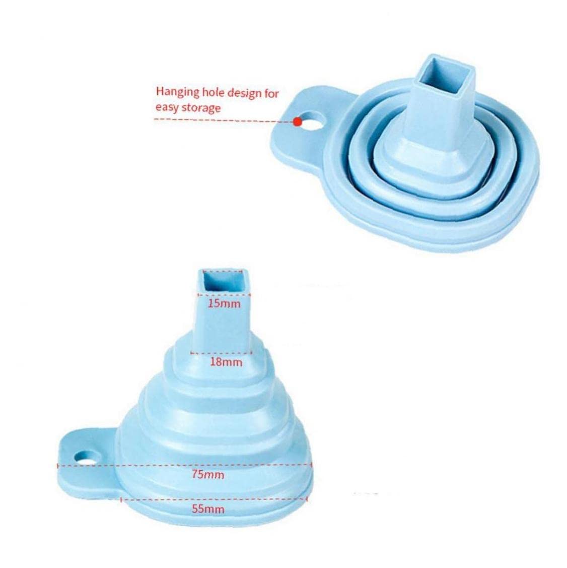 Onsinic 1 Pack Collapsible Silicone Funnel - Foldable Kitchen Funnel for Liquid, Powder & Oil Transfer - Diamond Painting Tools - Fits Water Bottles (Random Color, Blue) - Perfect for Cooking, Baking, DIY Crafts & Home Organization