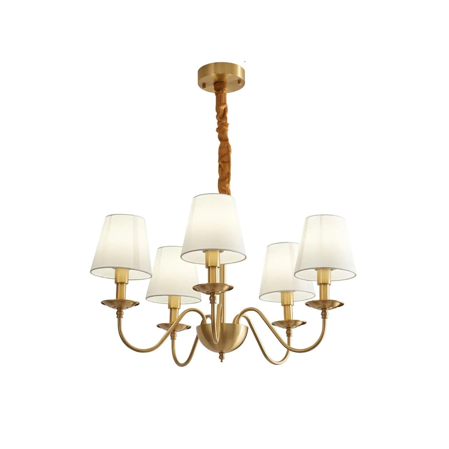 Vintage Gold Chandelier with Multi-Light White Shades - Elegant Ceiling Lighting for Dining Room, Bedroom, or Living Room