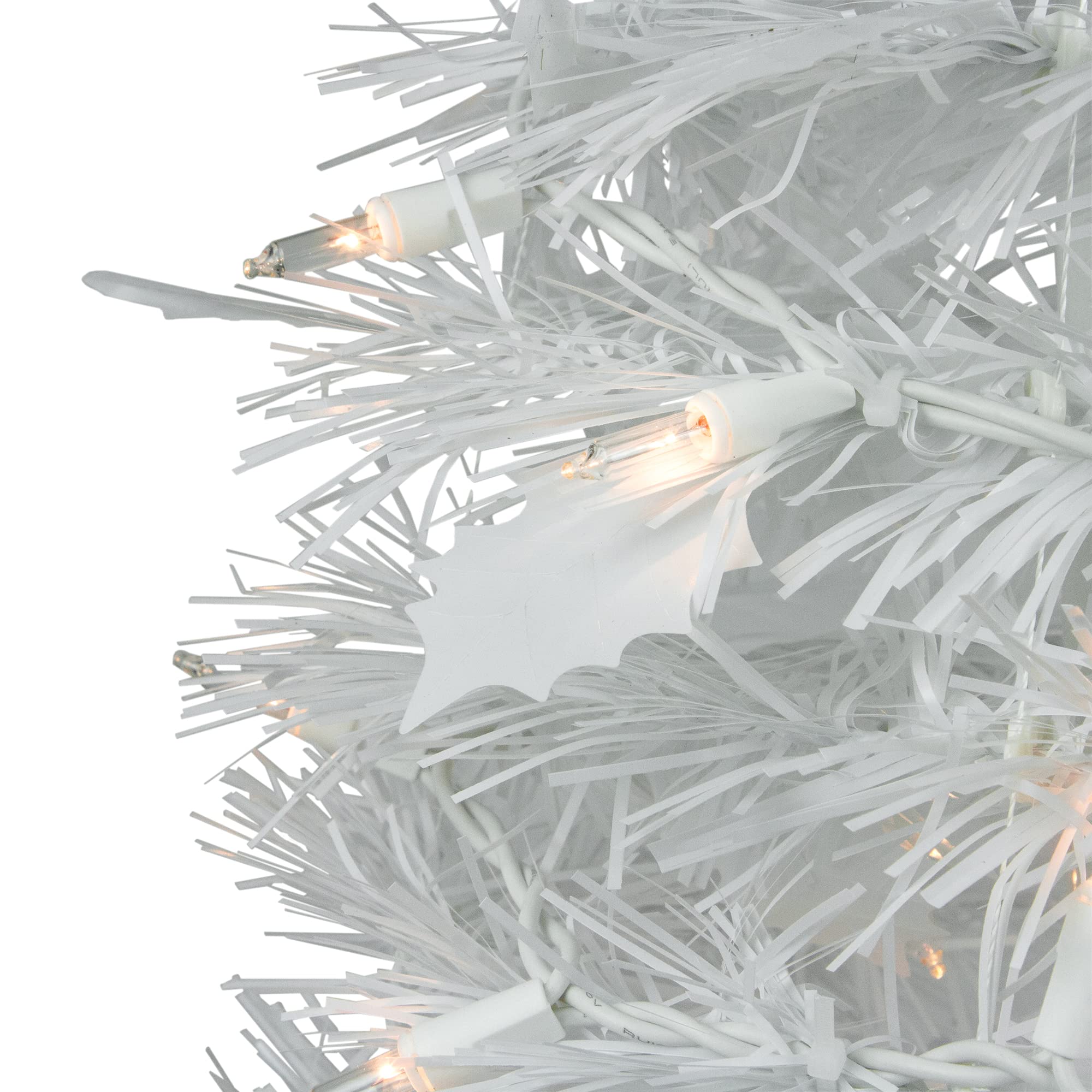 Northlight 6ft Pre-Lit White Tinsel Artificial Pop-Up Christmas Tree with Clear Lights - Perfect for Home, Office & Holiday Decorations