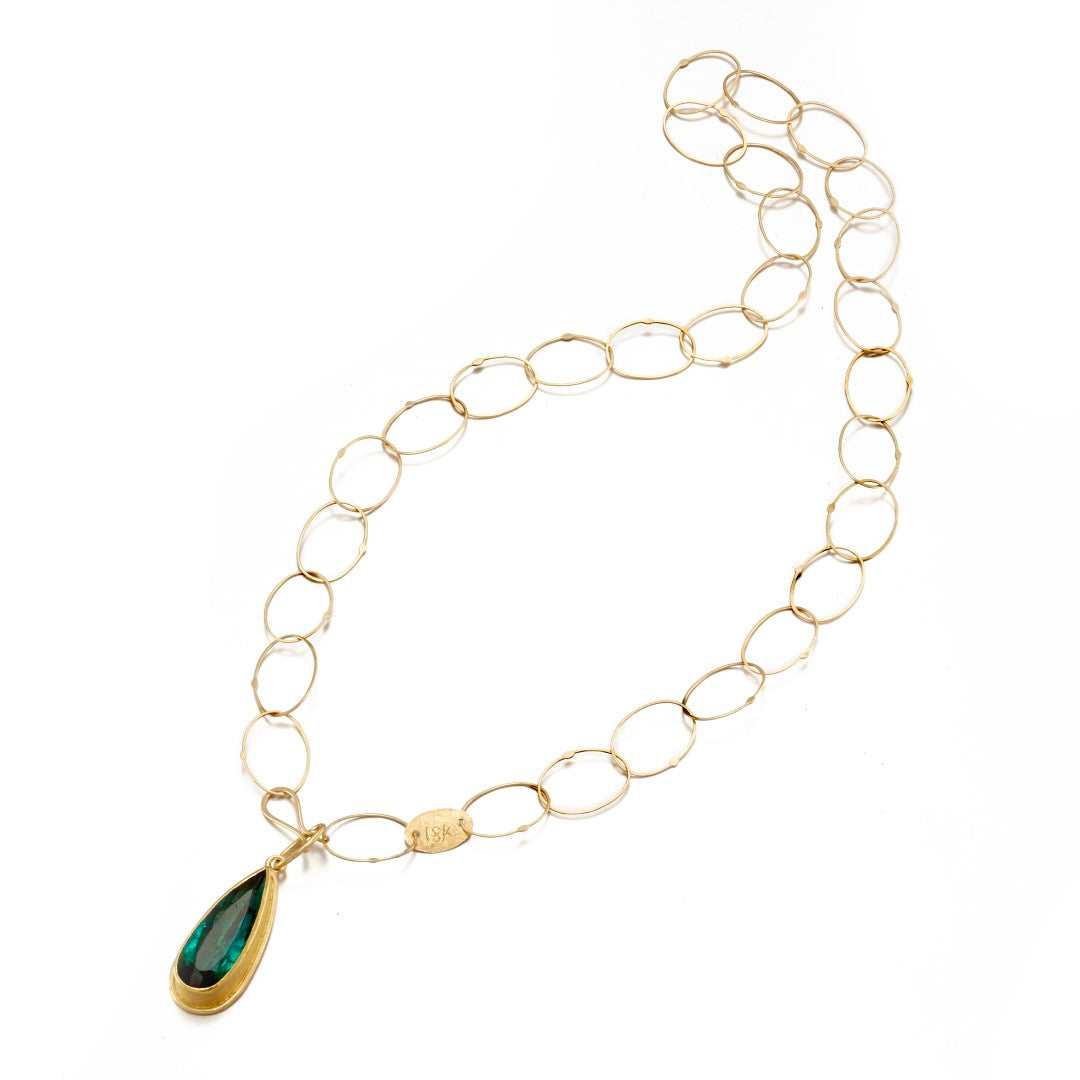 Natural Green Tourmaline Pendant Necklace for Women - Healing Crystal Jewelry Gift for Birthday, Anniversary & Spiritual Protection | Boho Chic Style for Everyday Wear & Special Occasions