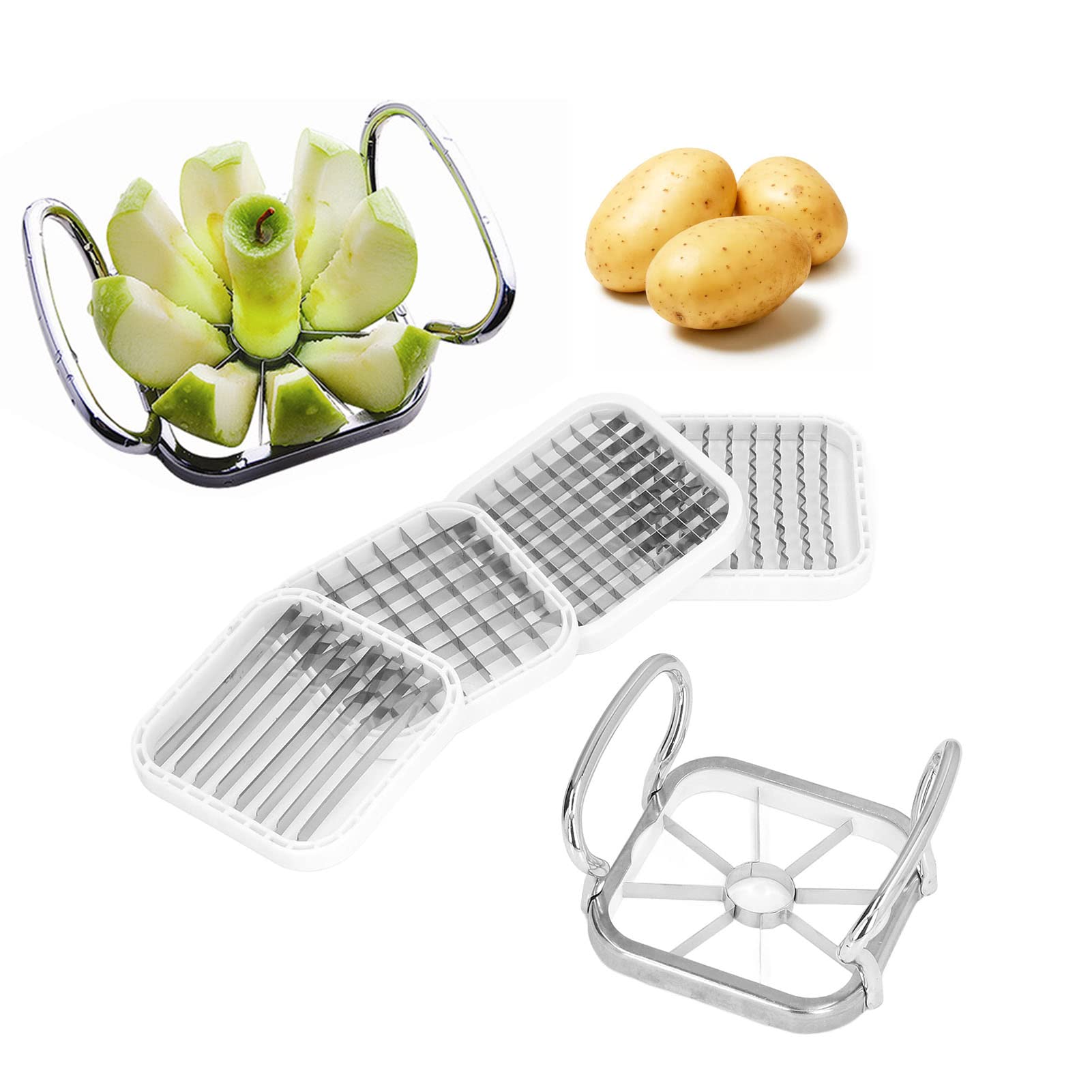 5-in-1 French Fry Cutter & Vegetable Slicer - Perfect for Potatoes, Pears, Onions | Multi-Purpose Kitchen Tool for Healthy Snacks, Meal Prep & Party Platters