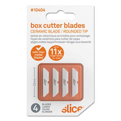 Premium Safety Box Cutter Blades with Rounded Tip - 4 Pack of Ceramic Zirconium Oxide Utility Knife Blades for Shipping, Packaging & Crafting - Sharp & Durable Replacement Blades for Safe Cutting