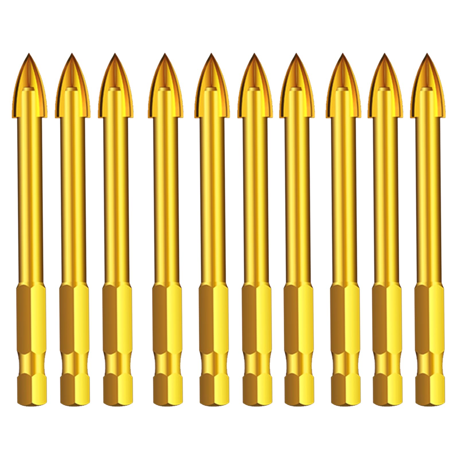 10Pcs Carbide Tungsten Tile Drill Bit Set - Cross Spear Head for Glass, Ceramic, Porcelain - 4mm Diameter - Perfect for DIY Home Projects, Bathroom Renovations & Crafting