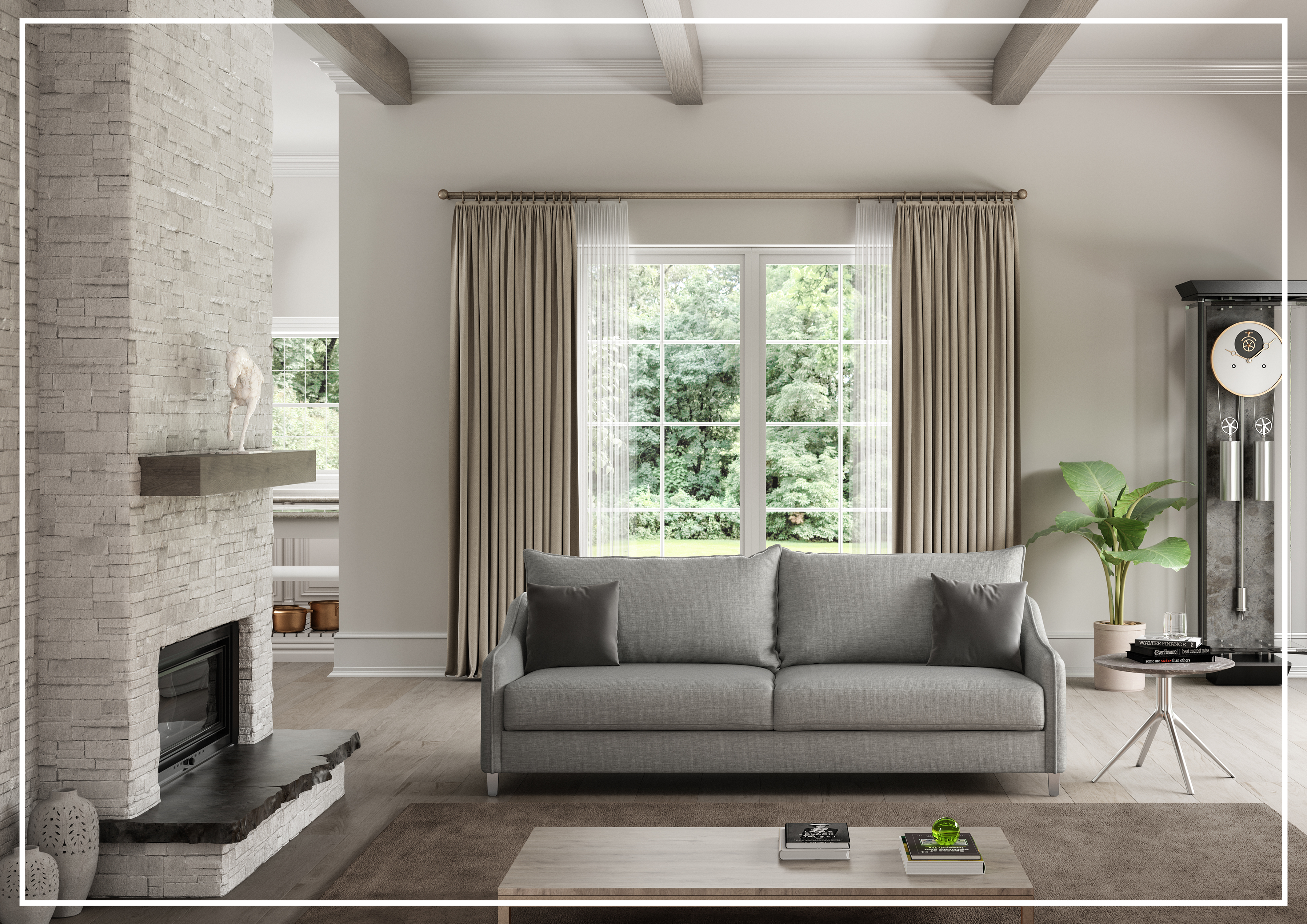 Luonto Ethos Fabric King Sleeper Sofa with Wood or Chrome Legs - Convertible Sofa Bed for Living Room, Guest Room & Small Spaces