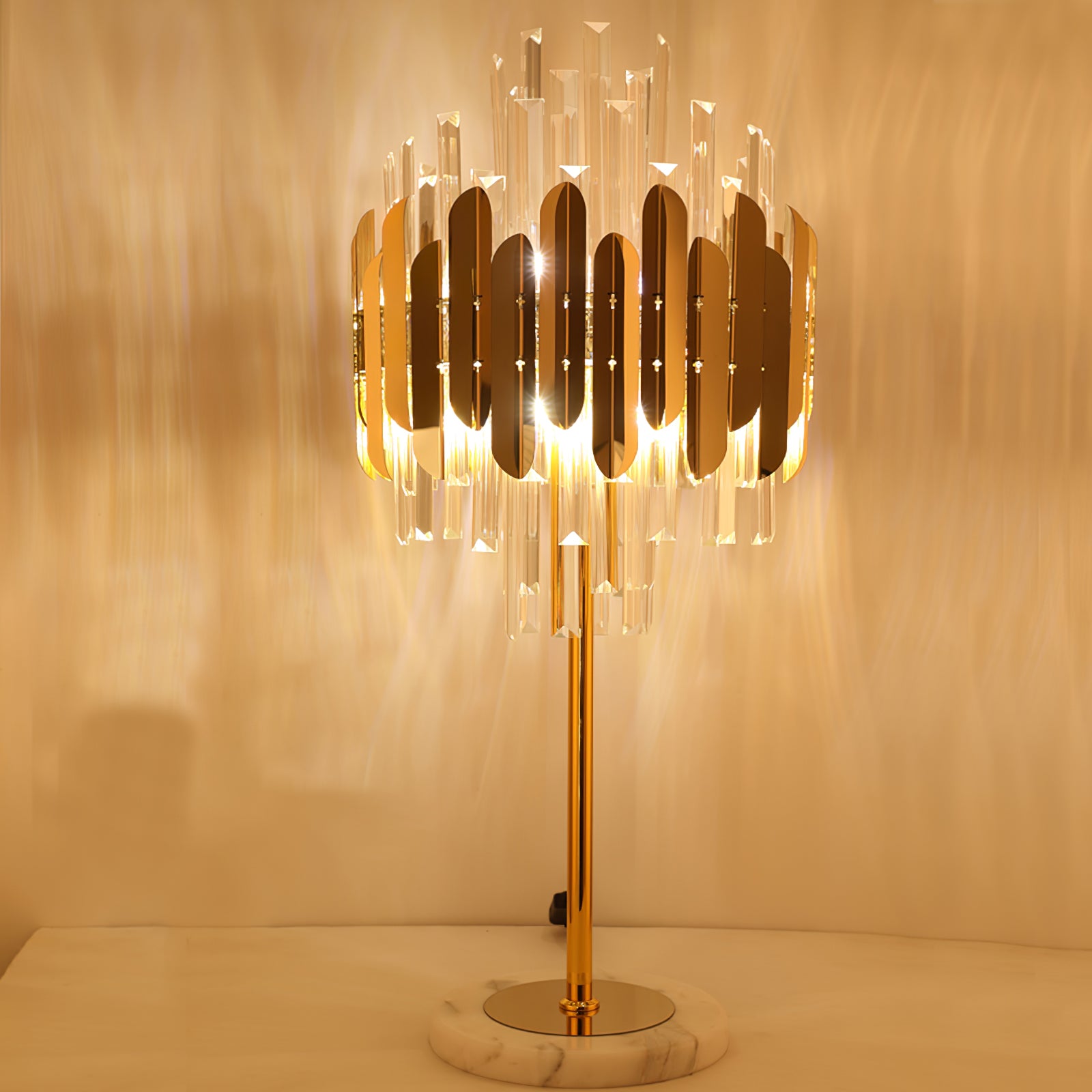 Elegant Crystal Marble LED Desk Lamp - Modern Office & Study Table Light for Home, Bedroom, Dorm - Perfect for Reading, Working & Decor
