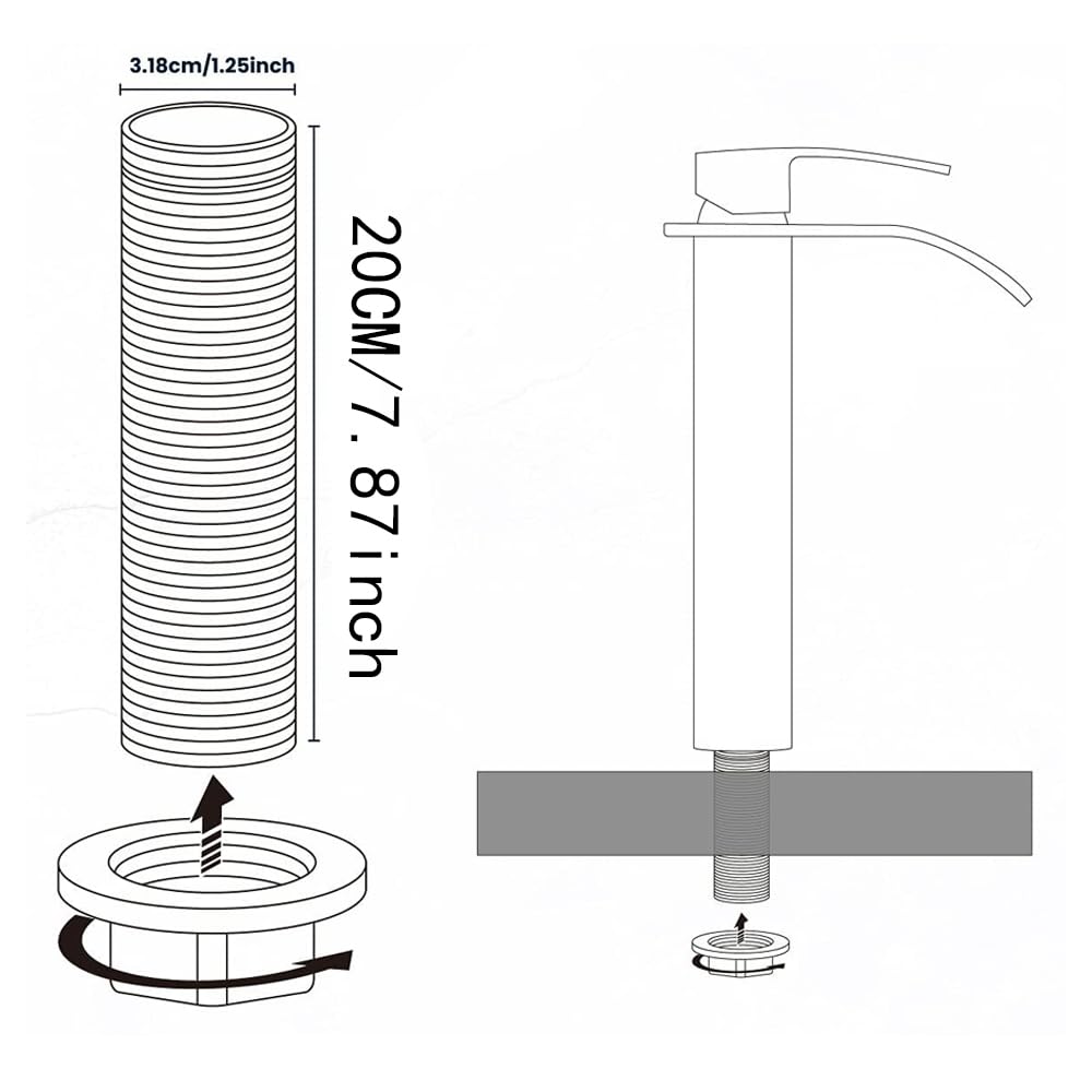 8 Inch Extra Long Shank Faucet Nuts - 20cm Tap Mounting Hardware for Kitchen, Bathroom Sink and Plumbing Fixtures Installation