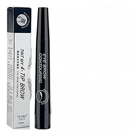 YEKDA Waterproof Eyebrow Tattoo Pen - 4 Point Microblade Brow Pencil with Long Lasting Formula (Black) | Natural Looking Eyebrows for Daily Makeup & Special Occasions