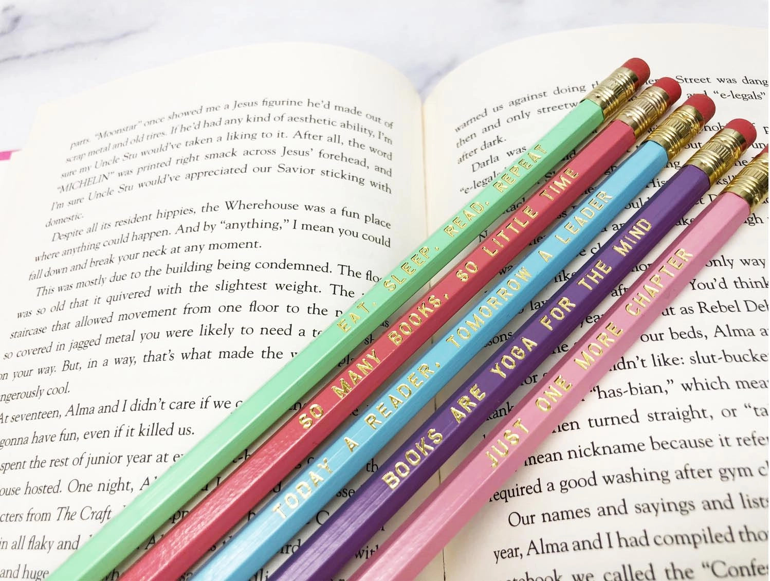 Book Lover Pencil Set - 12 Premium Pencils with Inspirational Quotes for Readers, Writers & Students - Perfect for Reading, Journaling & Note Taking