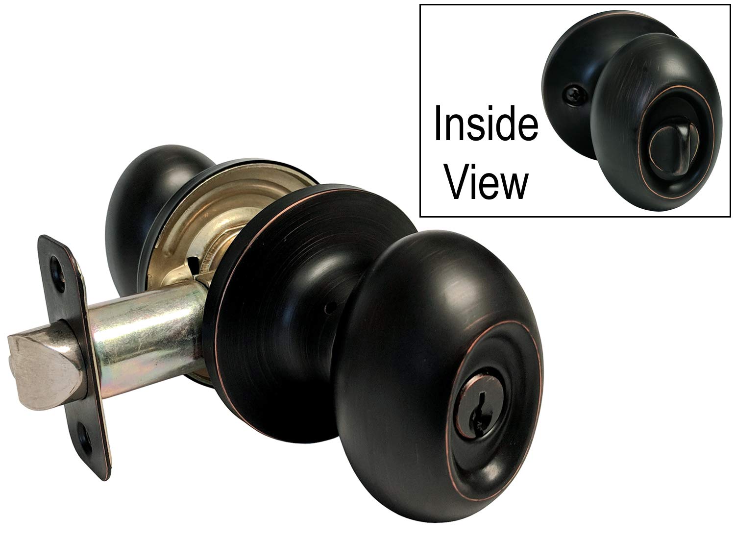 3 Sets Dark Oil Rubbed Bronze Entry Door Knob and Deadbolt Combo - Oval Egg Style Knob with Matching Single Cylinder Deadbolt, Keyed Alike - Perfect for Home Entrance, Bedroom, and Office Security