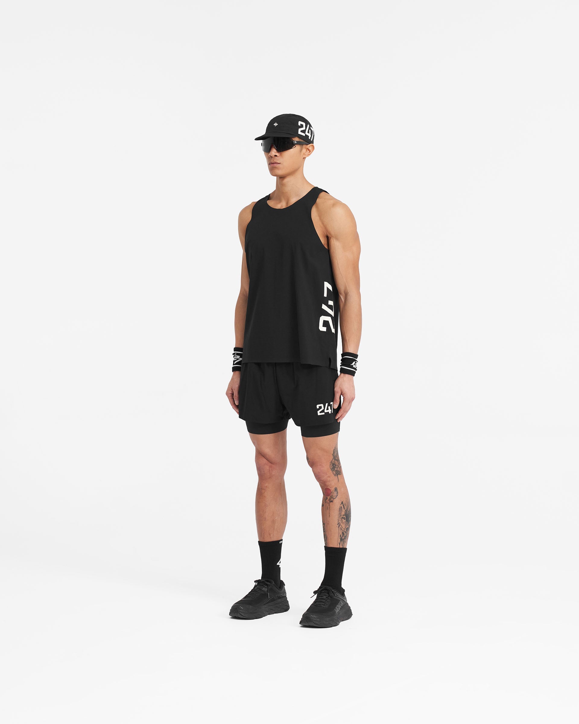 247 Singlet - Jet Black Men's Athletic Tank Top for Workout, Running & Gym - Moisture Wicking & Breathable Performance Shirt