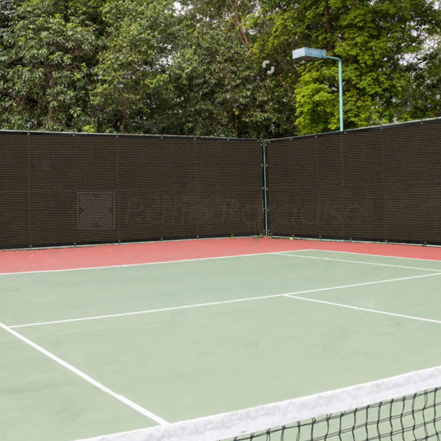 4'x183' Brown Privacy Screen Fence - UV Block Mesh Shade Net with Brass Grommets for Garden & Backyard