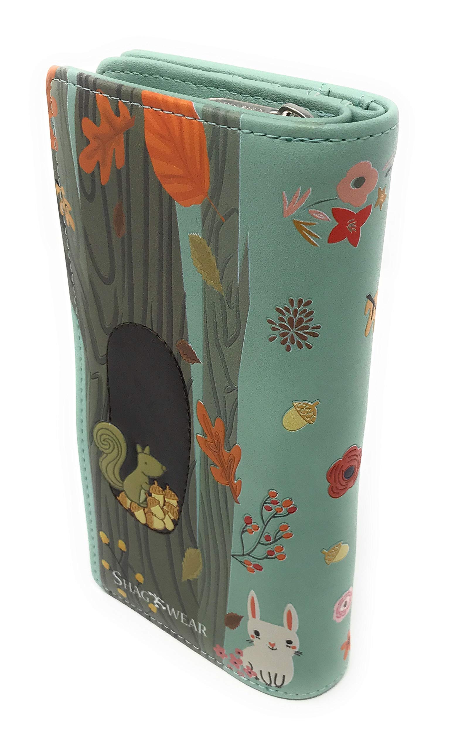 Shag Wear Raccoon Forest Large Vegan Faux Leather Wallet for Women & Teens - Mint Green 7